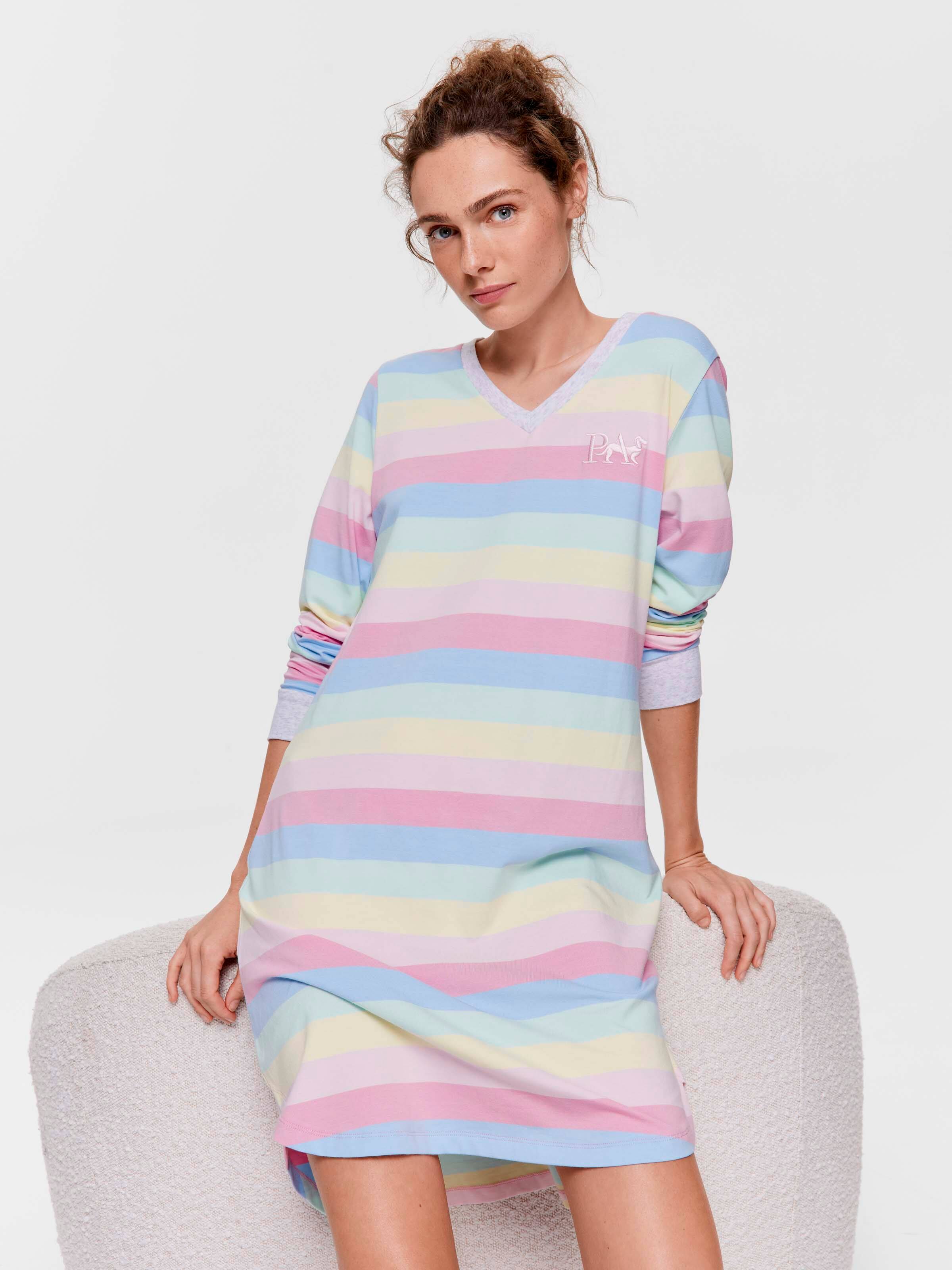 V Neck Pastel Long Sleeve Nightie
