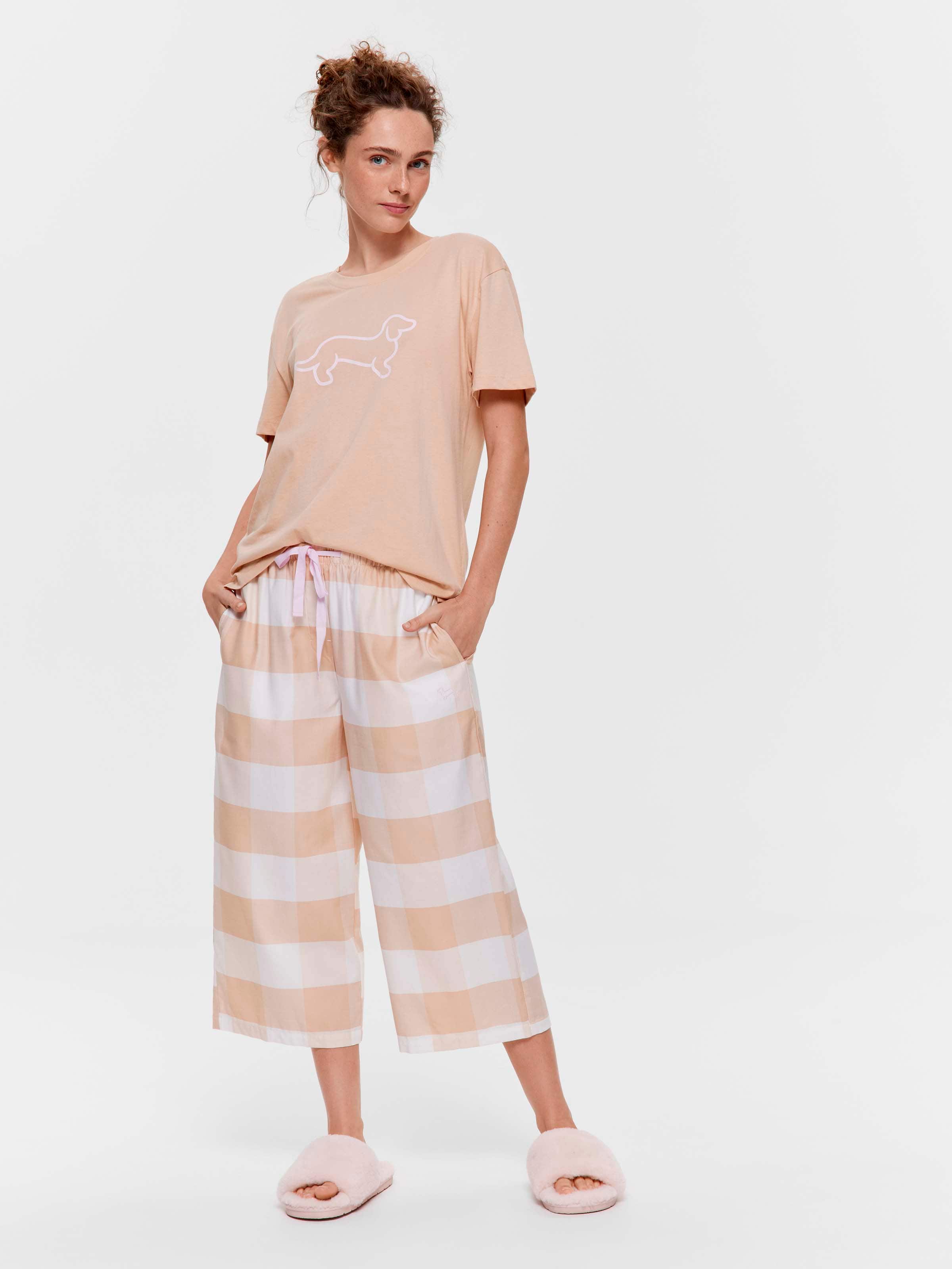 Caramel Buffalo Check 100% Cotton 3/4 Pj Pant