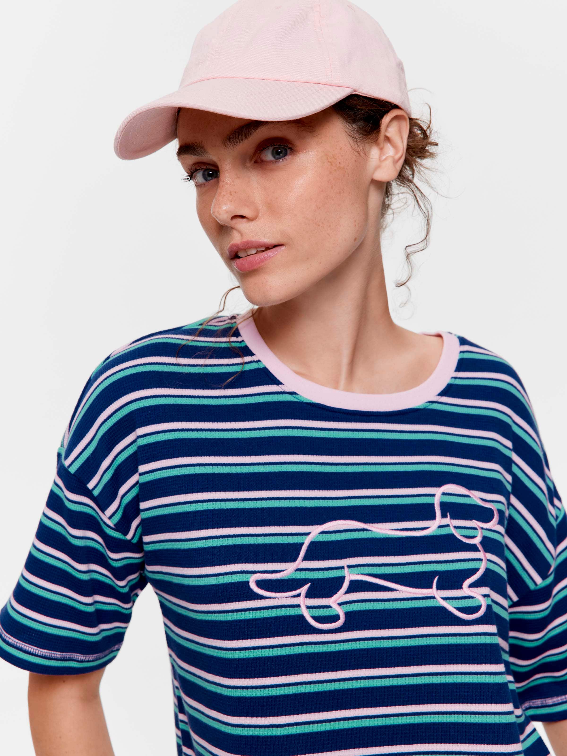 Navy Stripe Logo Waffle Tee