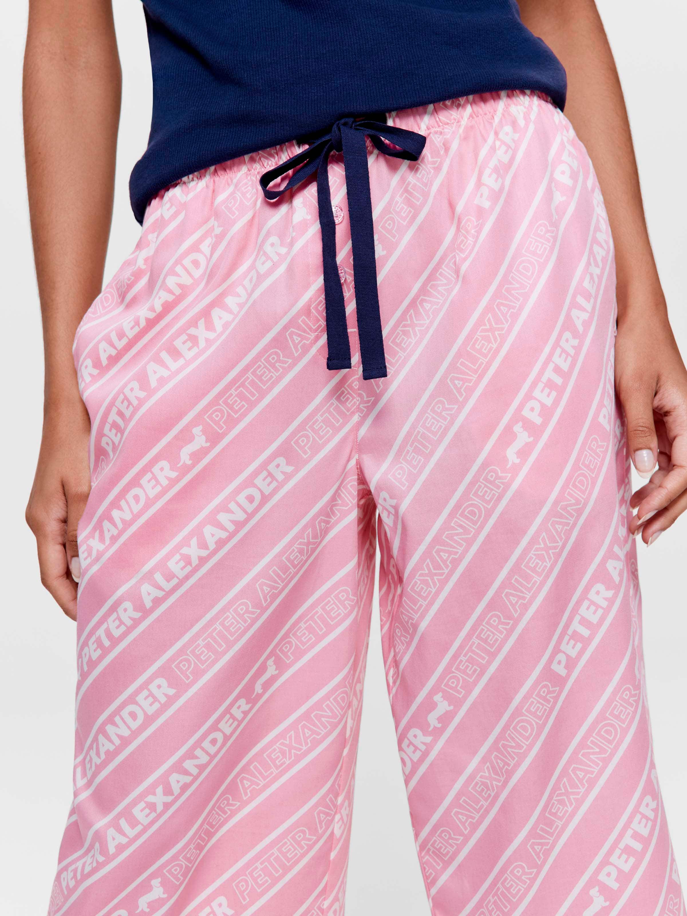 Branded Diagonal Stripe 100% Cotton 3/4 Pj Pant