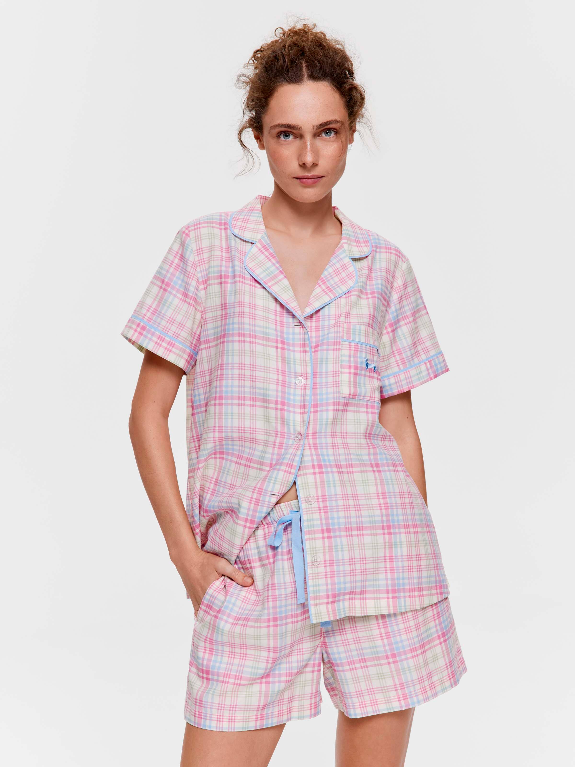 Pastel Check 100% Cotton Shortie Pj Set
