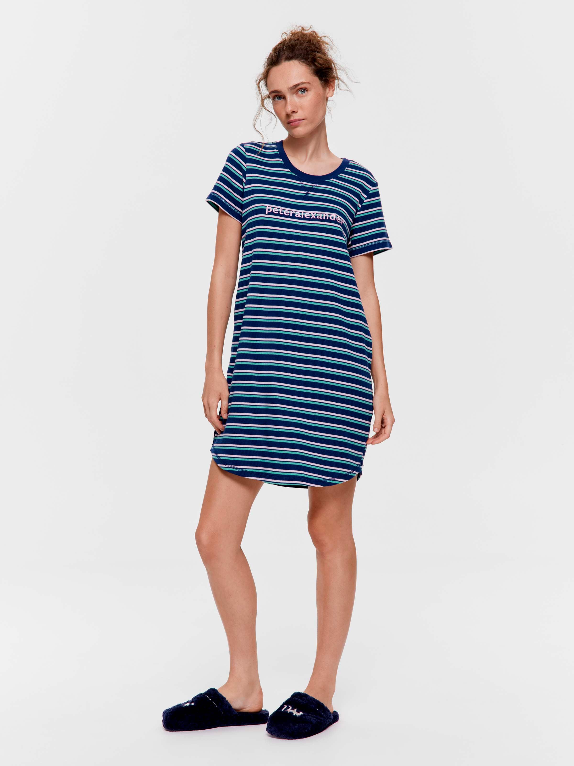 Navy Stripe Waffle Sleep Tee