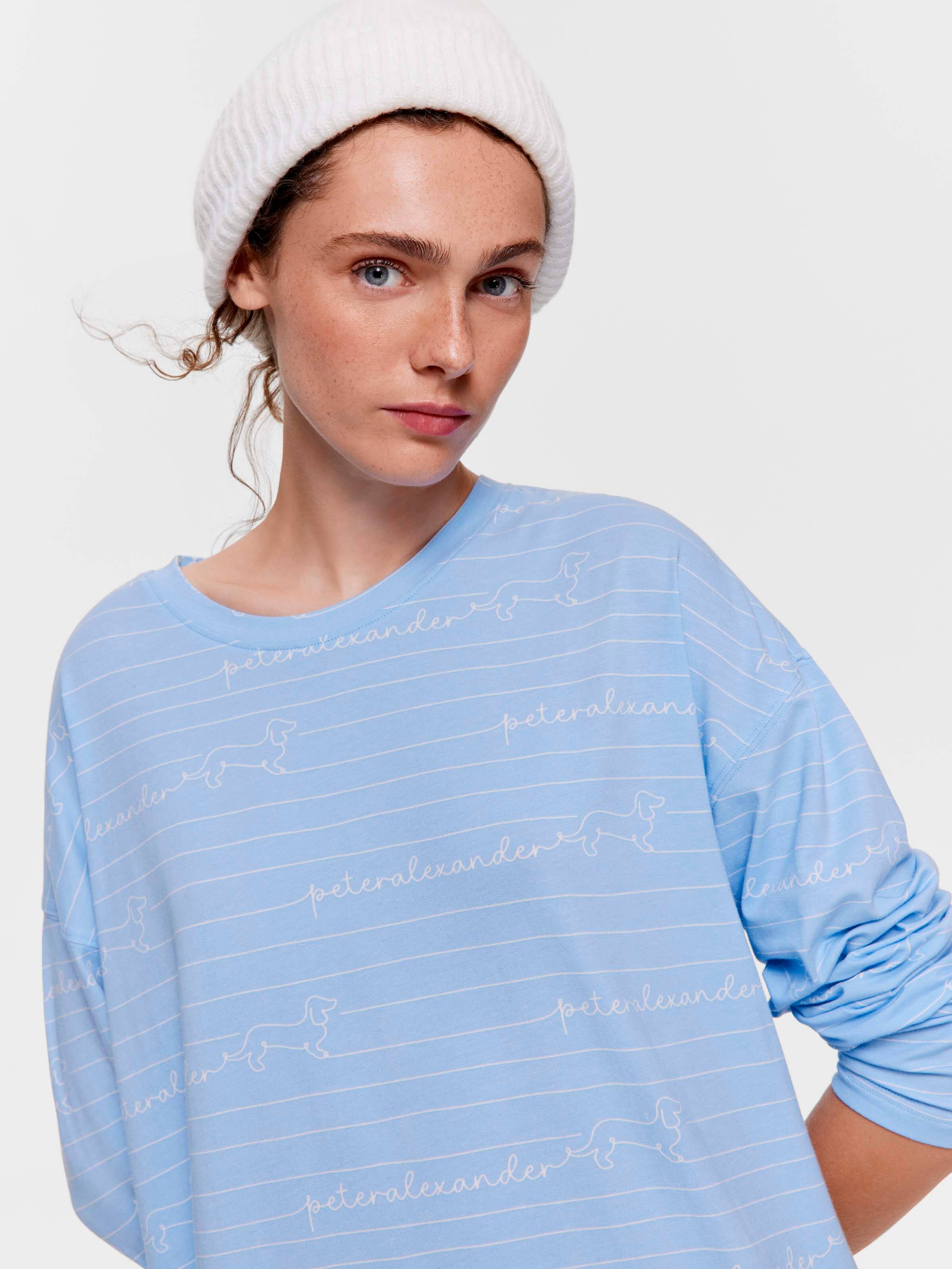 Blue Script Long Sleeve Nightie
