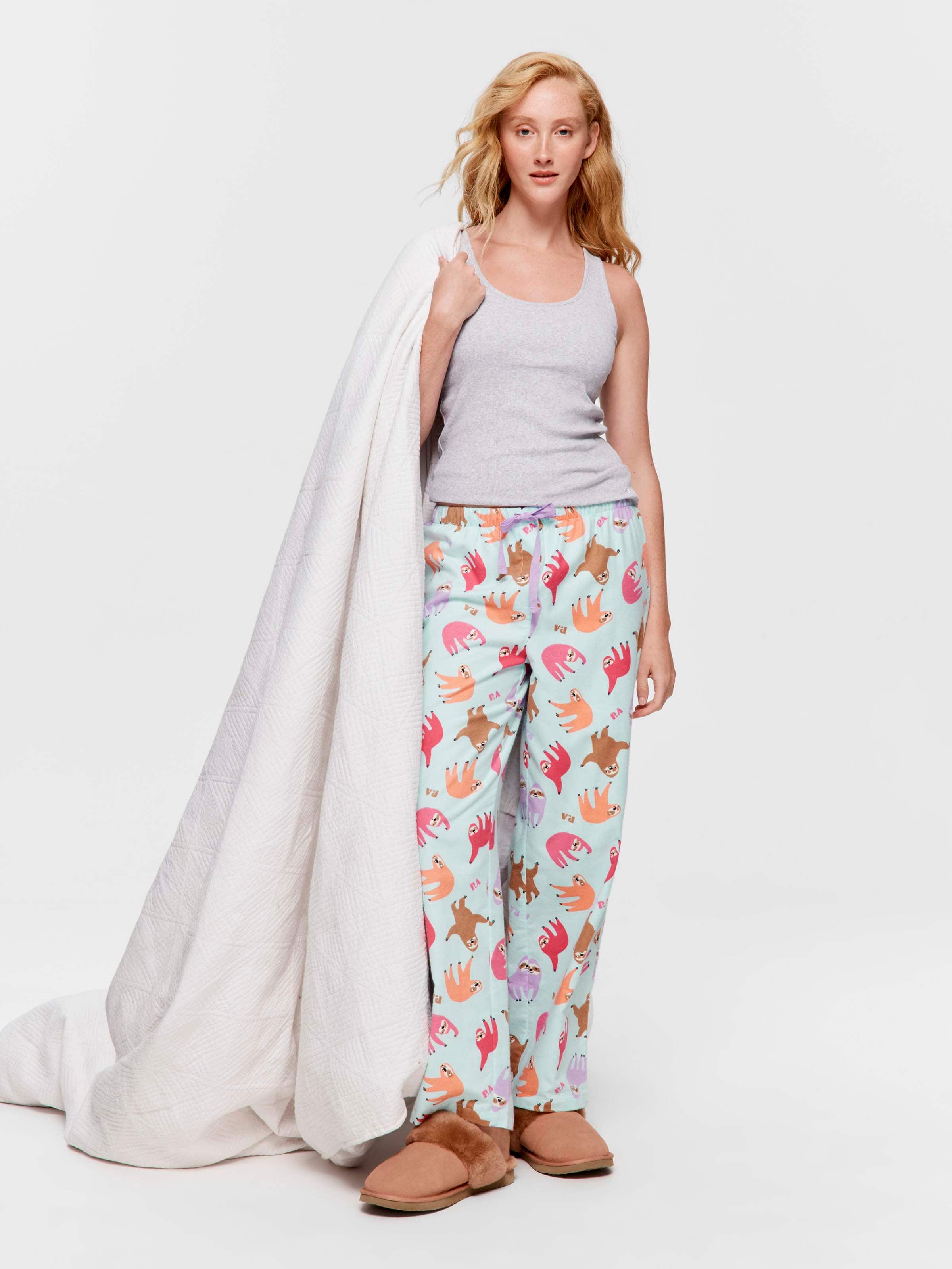 Mint Sloths 100% Cotton Flannelette Classic Pj Pant