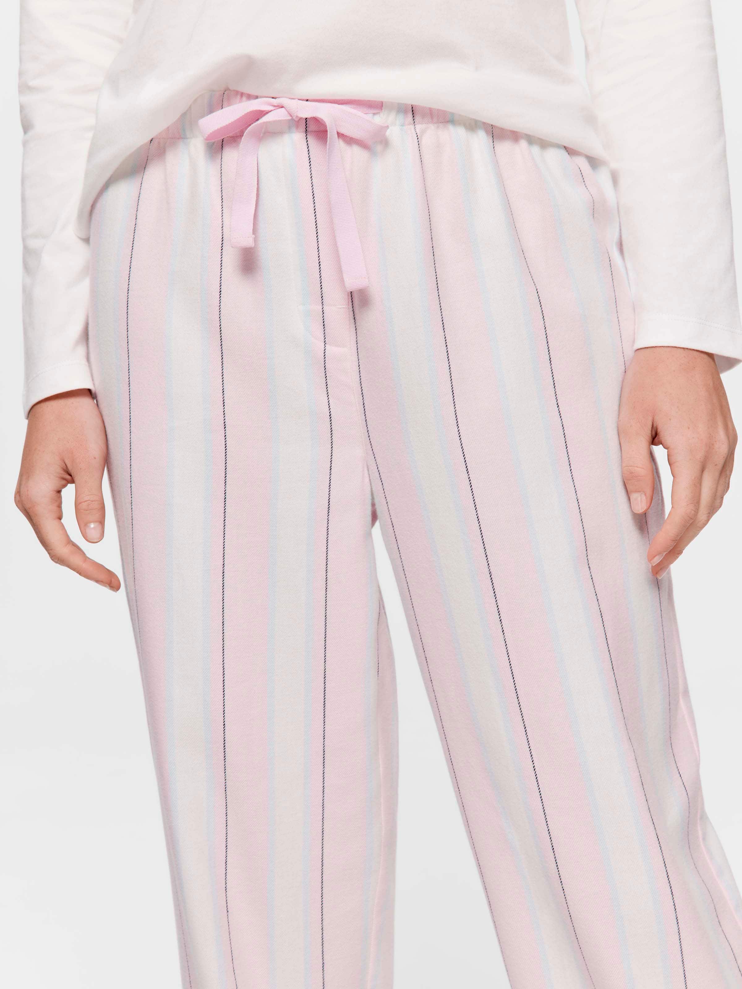 Pink Stripe 100% Cotton Flannelette Classic Pj Pant
