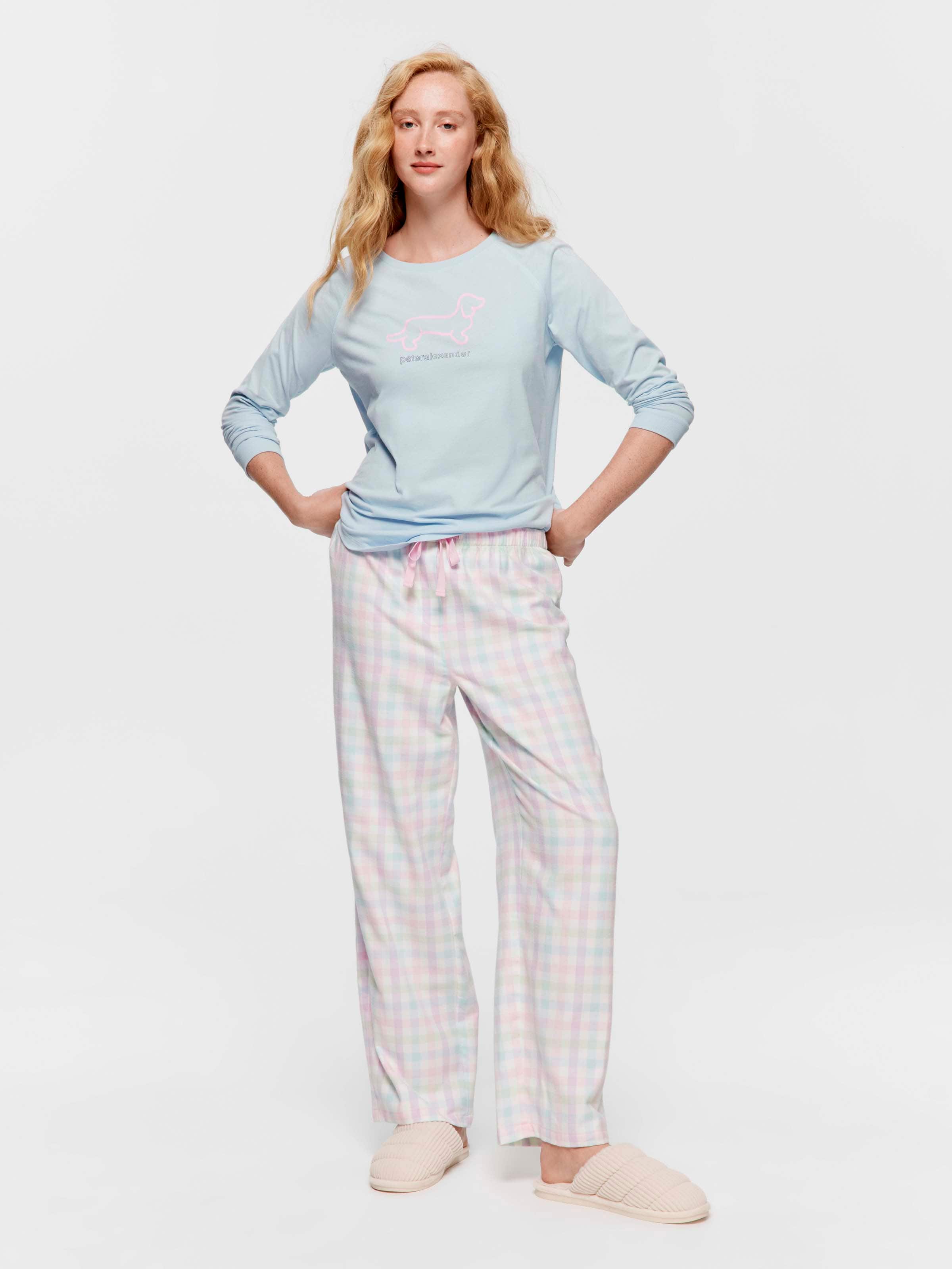 Pastel Gingham 100% Cotton Flannelette Classic Pj Pant