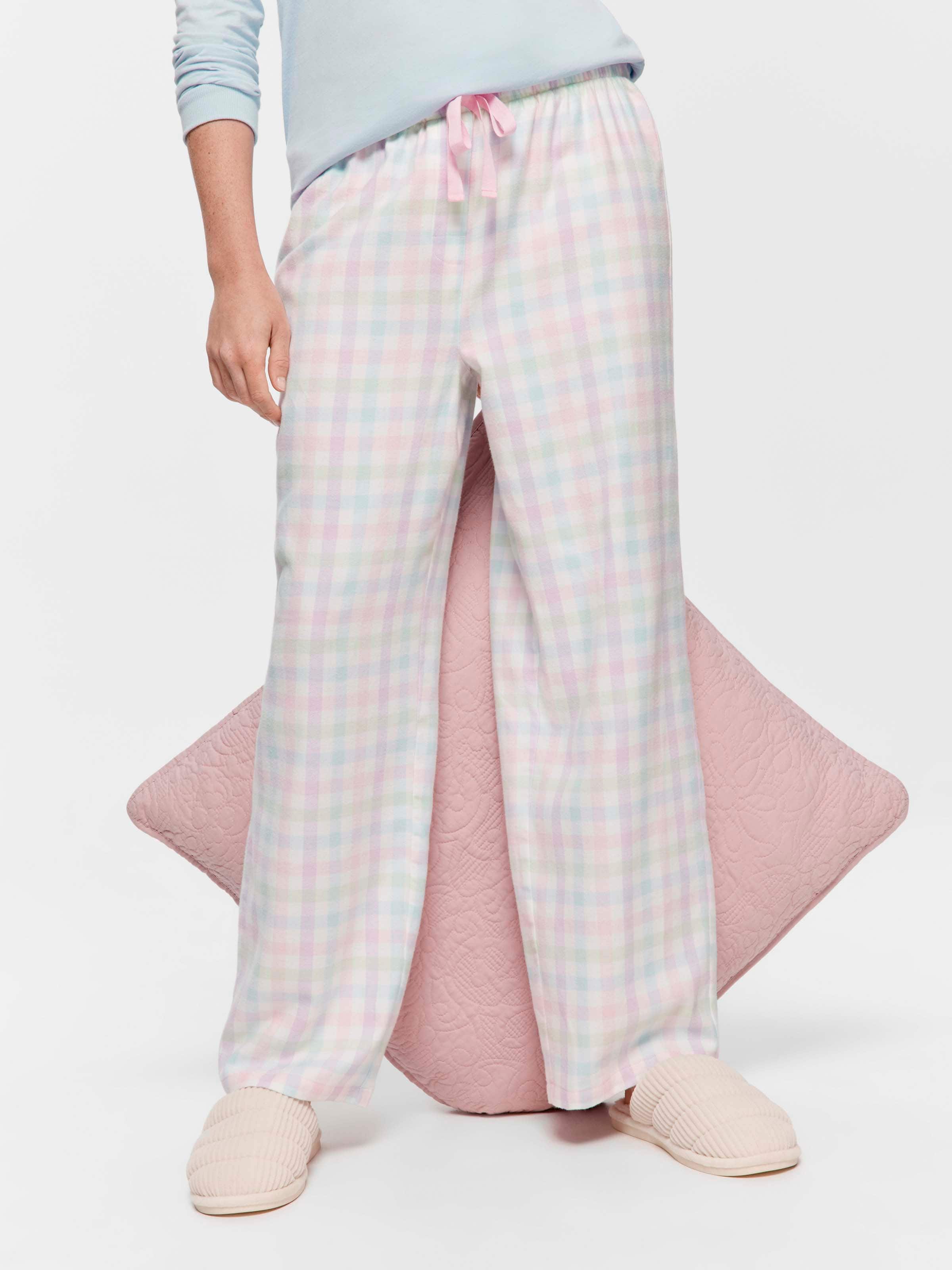 Pastel Gingham 100% Cotton Flannelette Classic Pj Pant