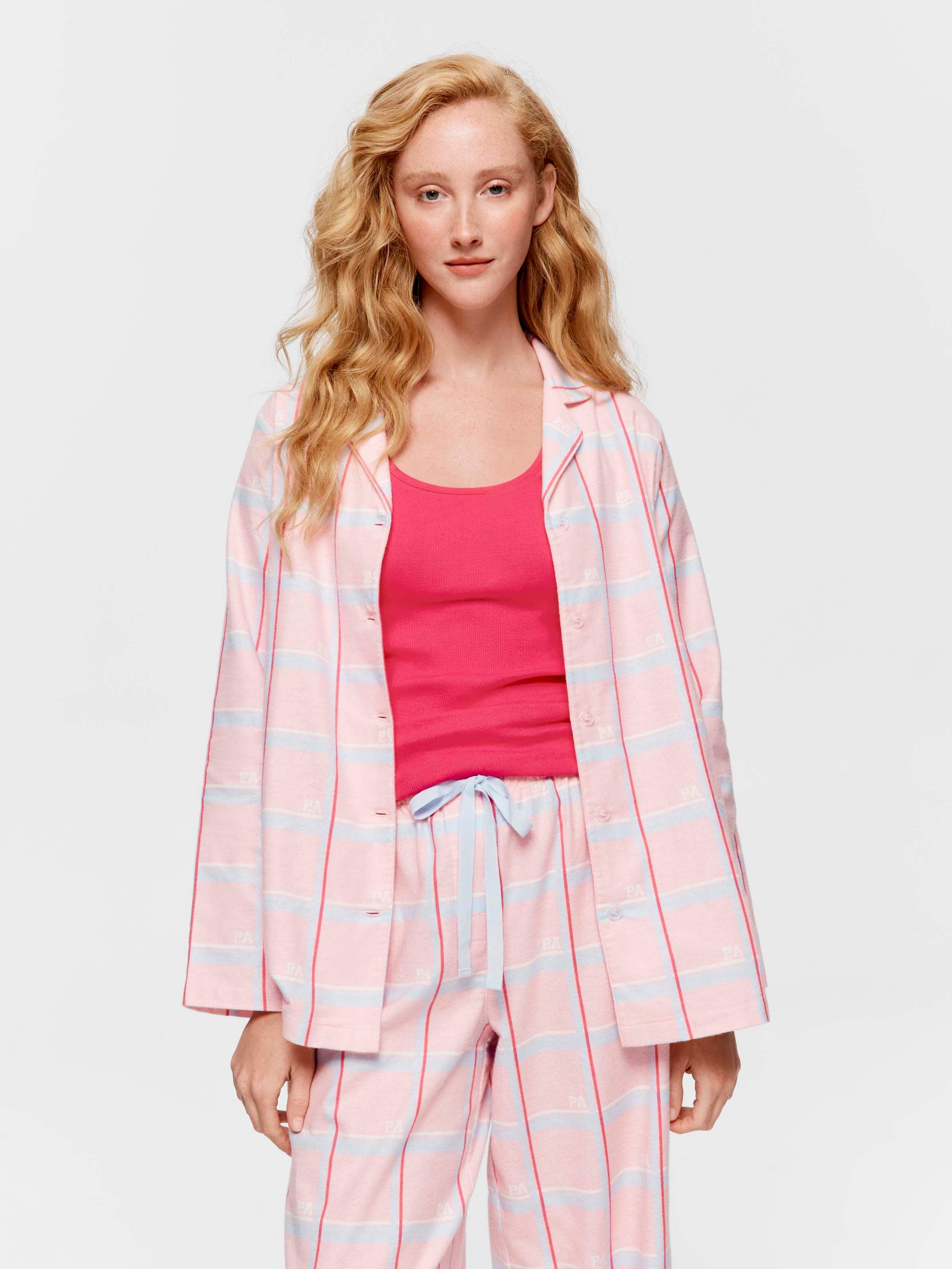 Peach Check 100% Cotton Flannelette Classic Pj Set