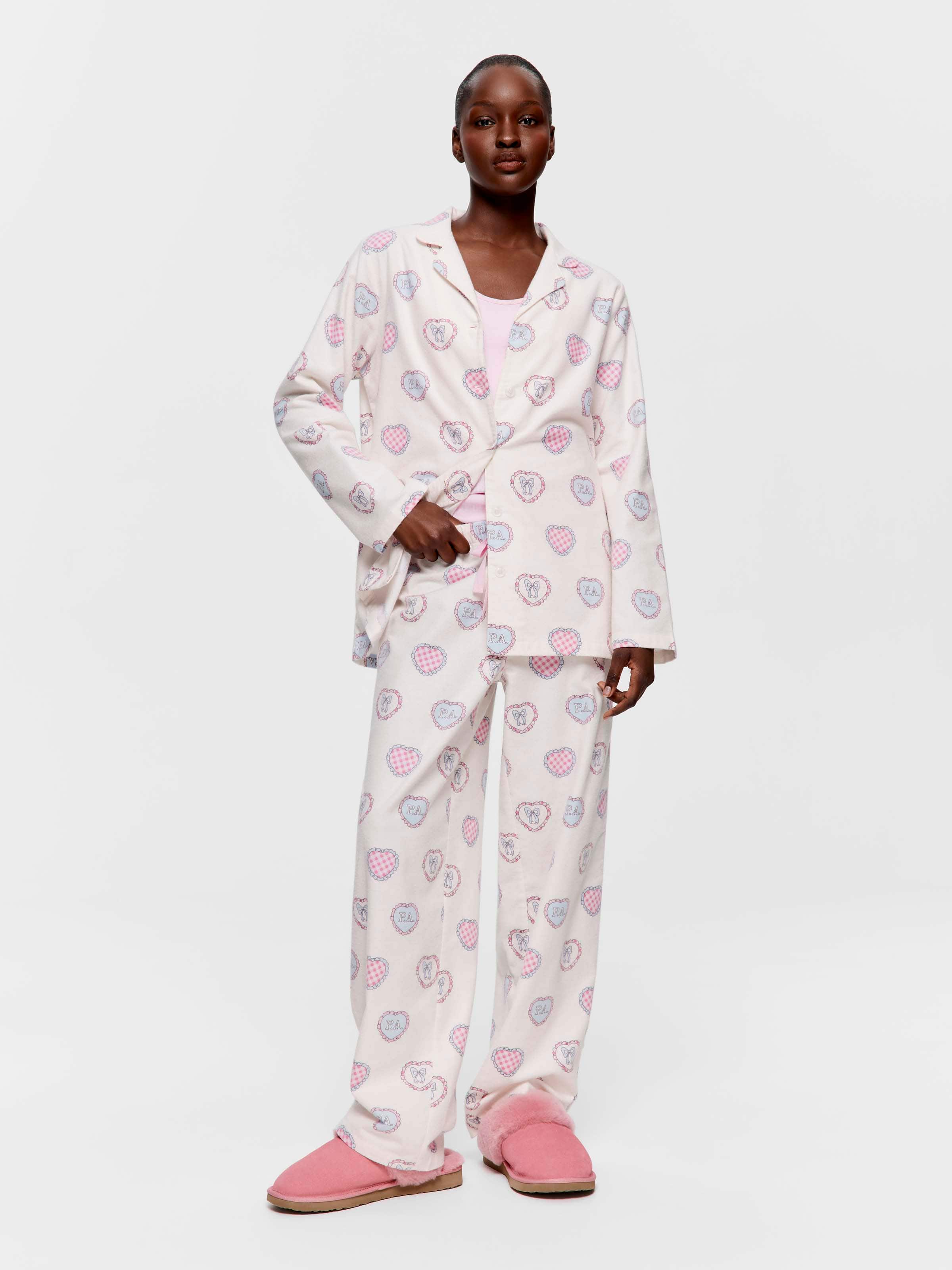 Gingham Heart 100% Cotton Flannelette Classic Pj Set