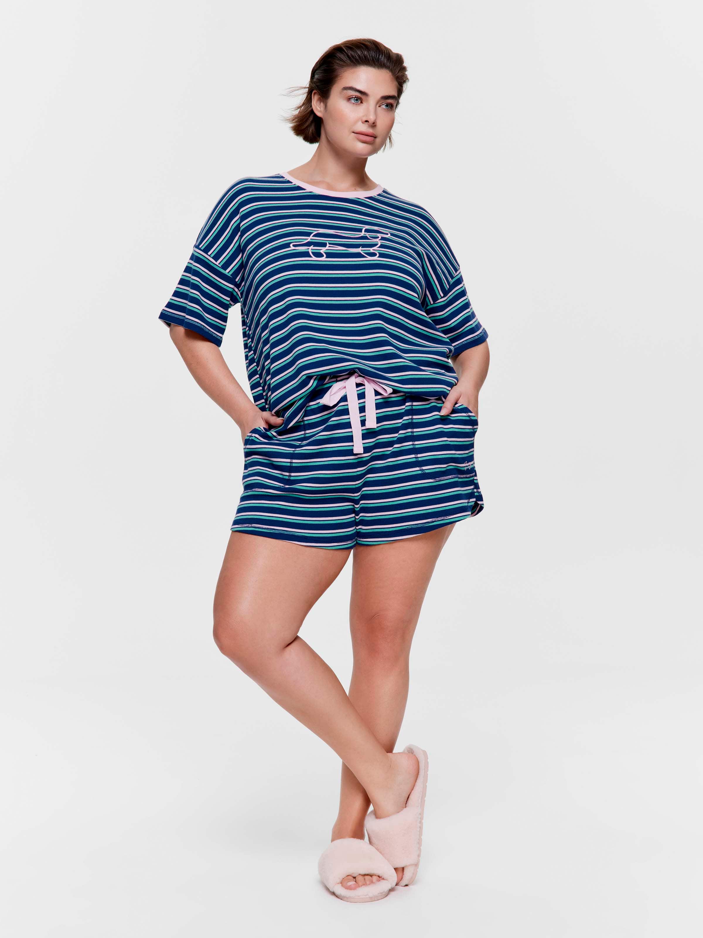 P.A. Plus Navy Stripe Waffle Sporty Short