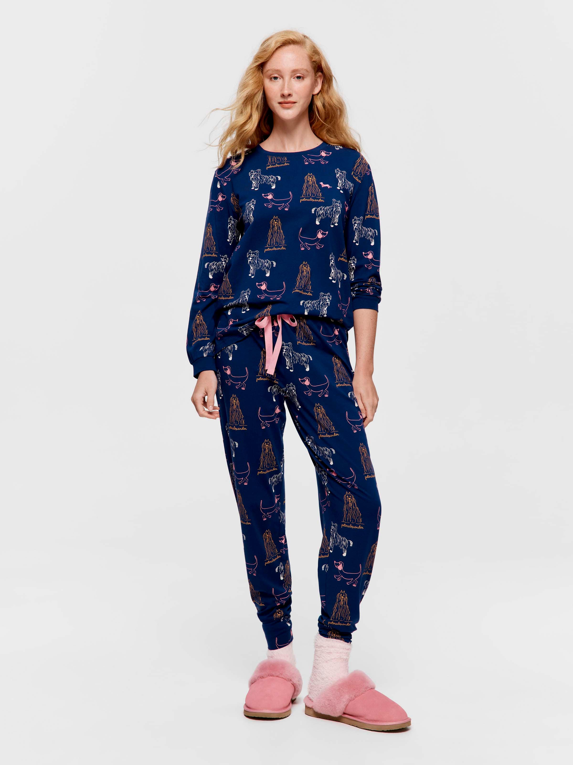 Navy Dogs Long Pj Set