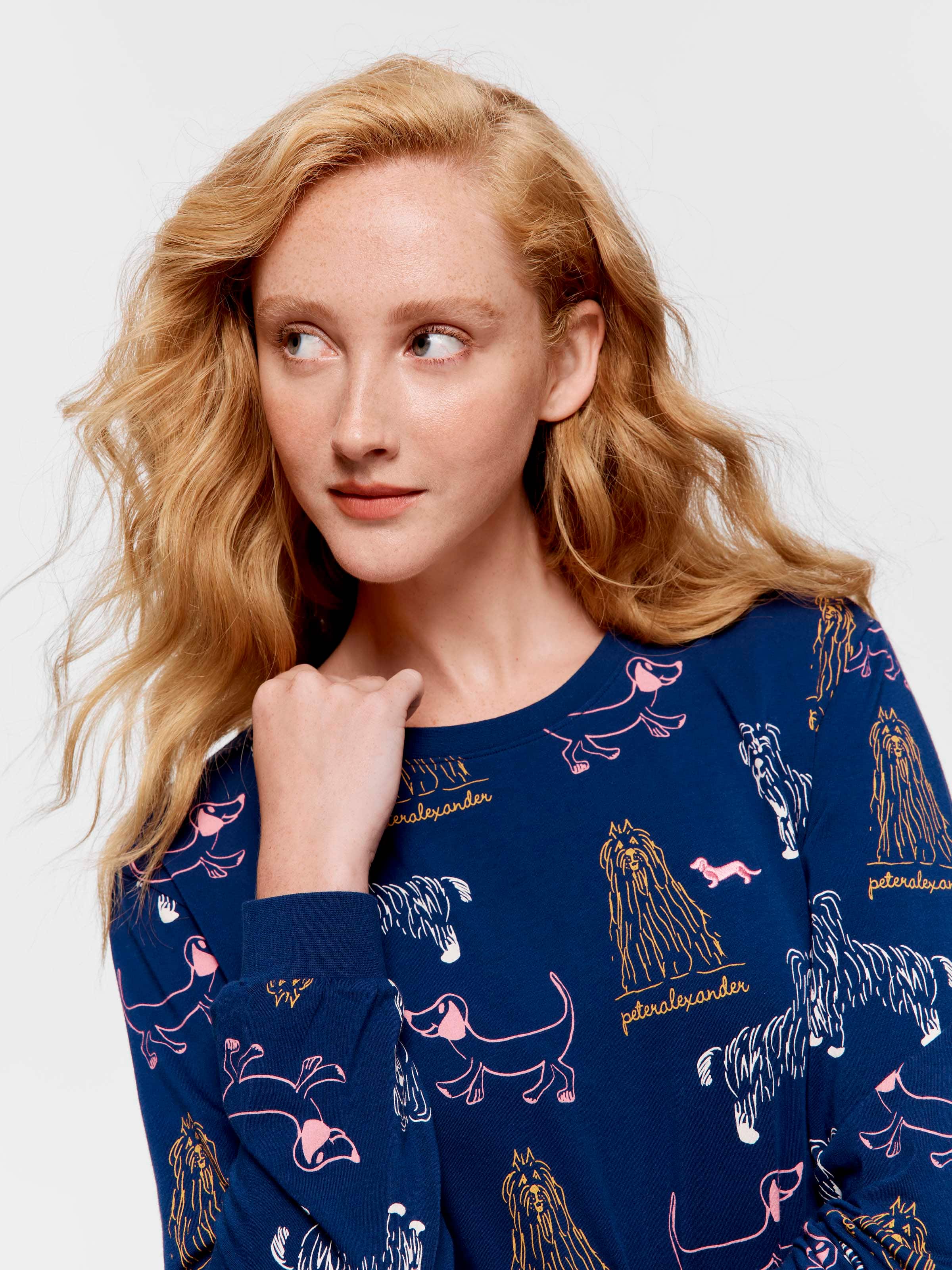 Navy Dogs Long Pj Set