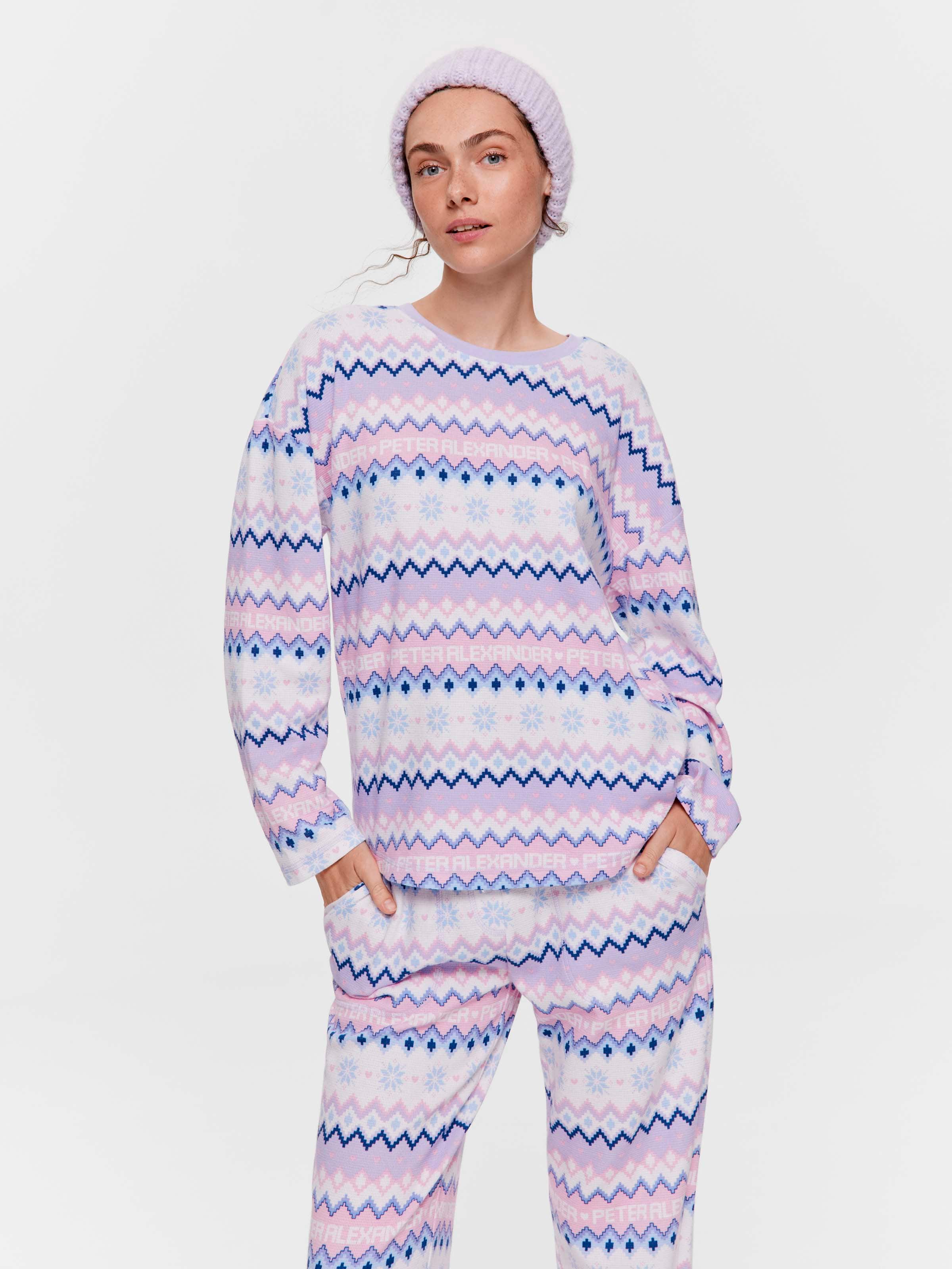 Winter Fair Isle Waffle Oversized Long Sleeve Top
