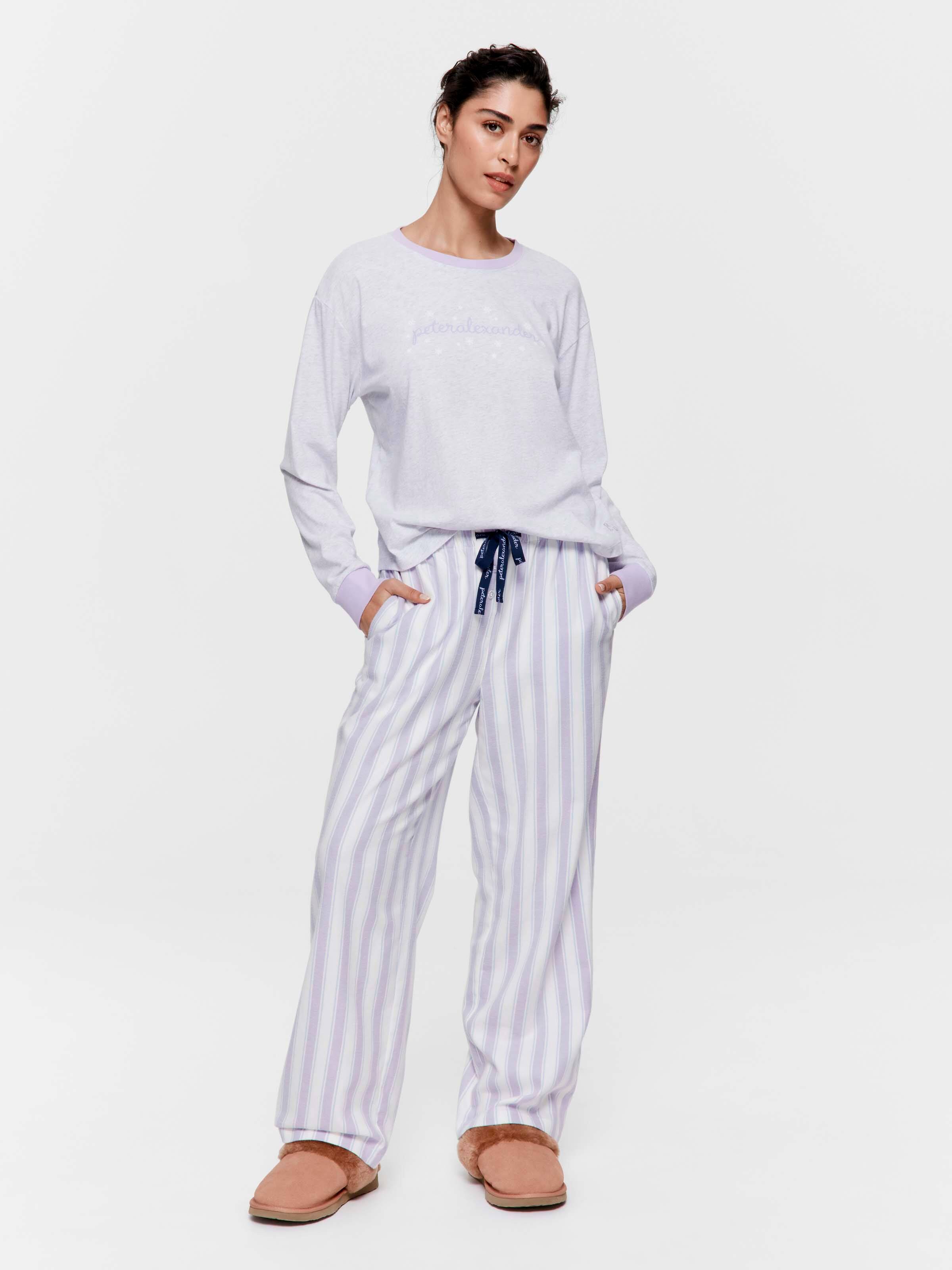 Lilac Stripe 100% Cotton Flannelette Classic Pj Pant