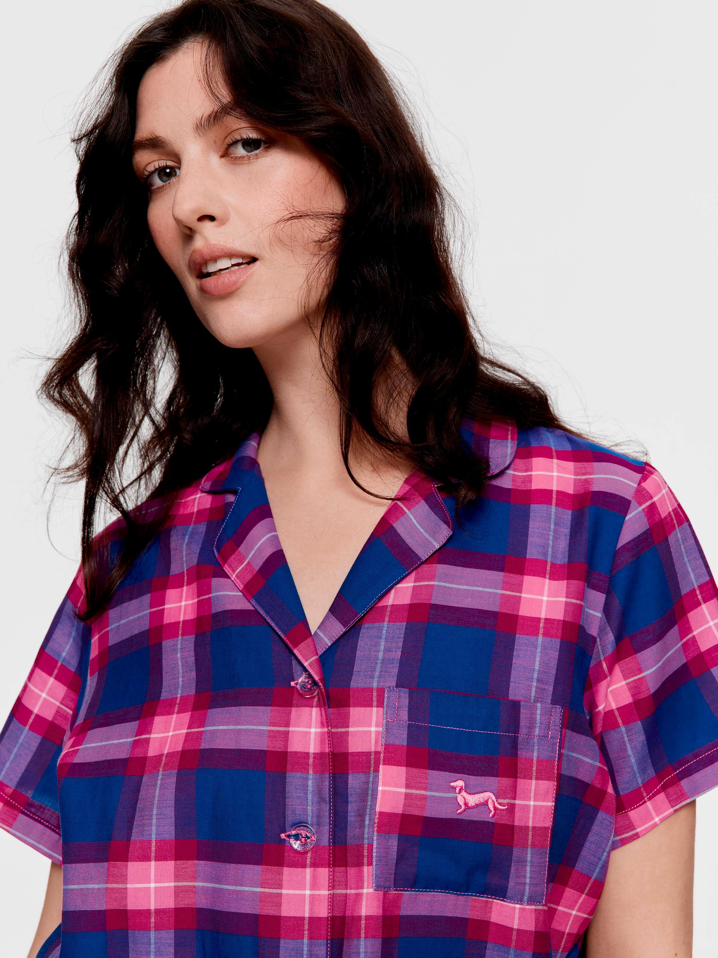 Winter Check 100% Cotton Sateen Shortie Pj Set
