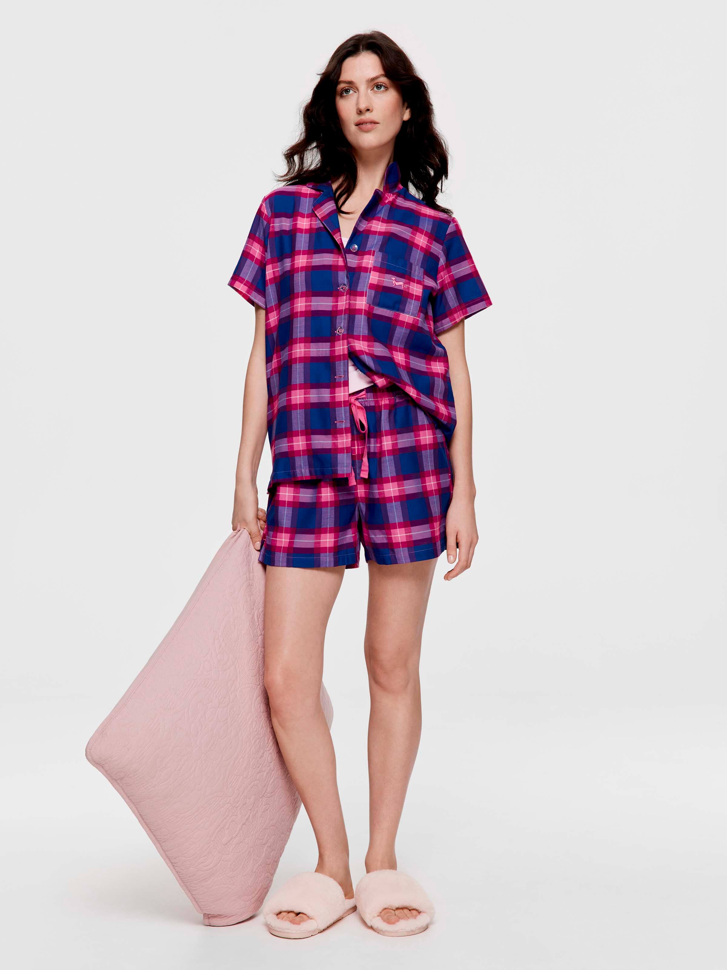 Winter Check 100% Cotton Sateen Shortie Pj Set
