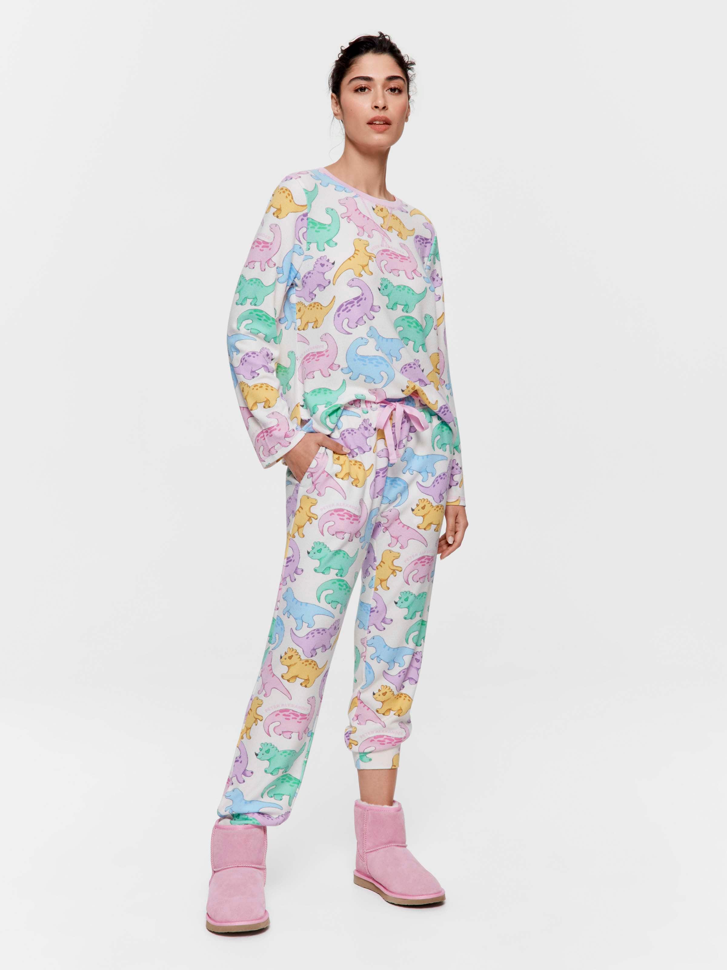 Big Kid Dinosaurs Waffle Long Pj Set