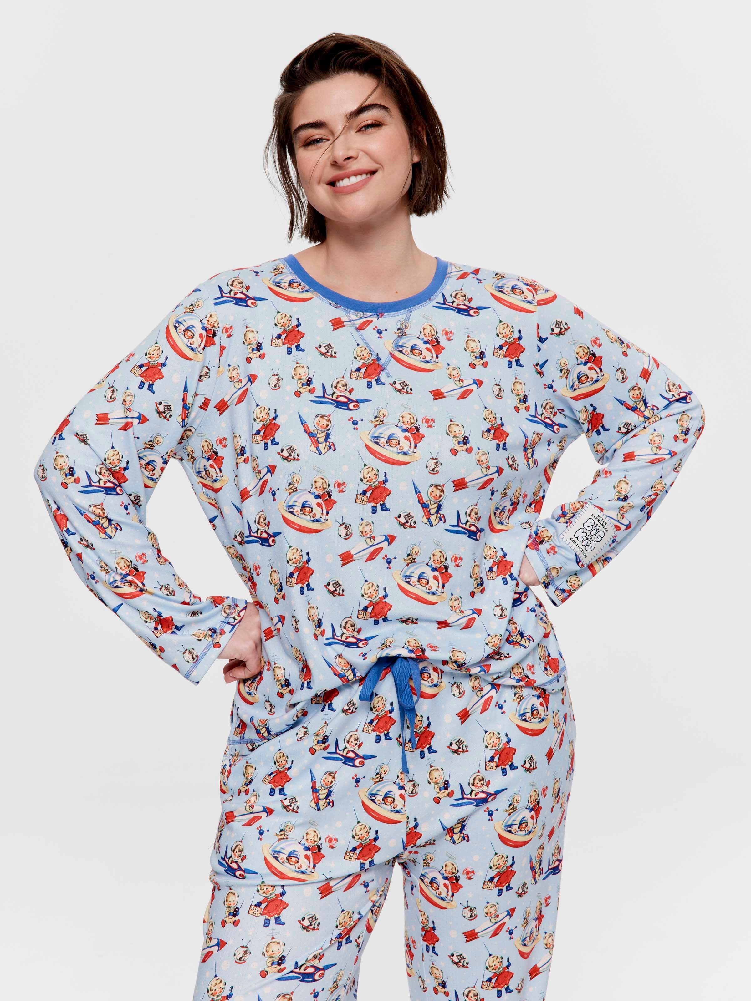 P.A. Plus Big Kid Outer Space Pointelle Long Pj Set