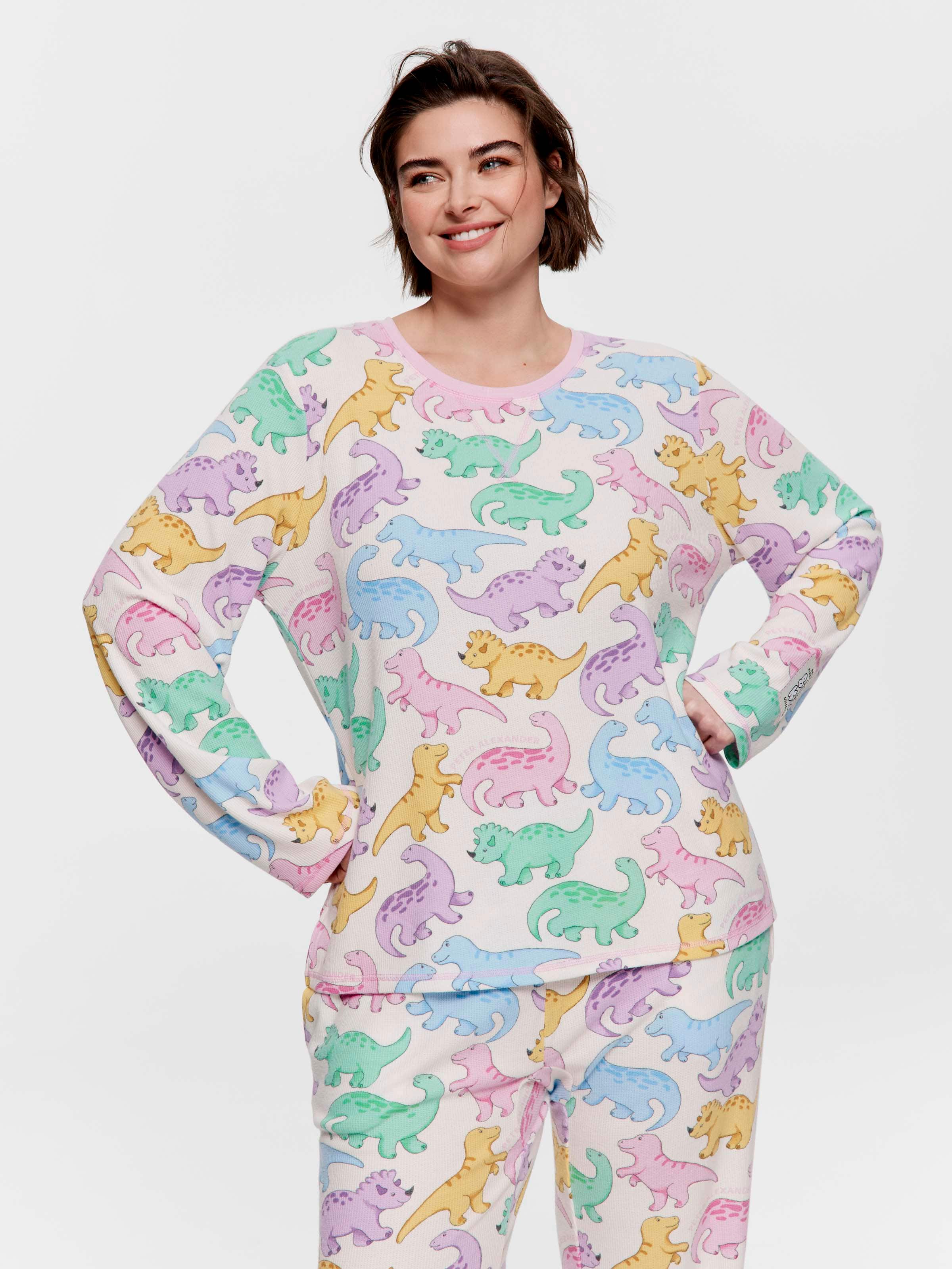 P.A. Plus Big Kid Dinosaurs Waffle Long Pj Set