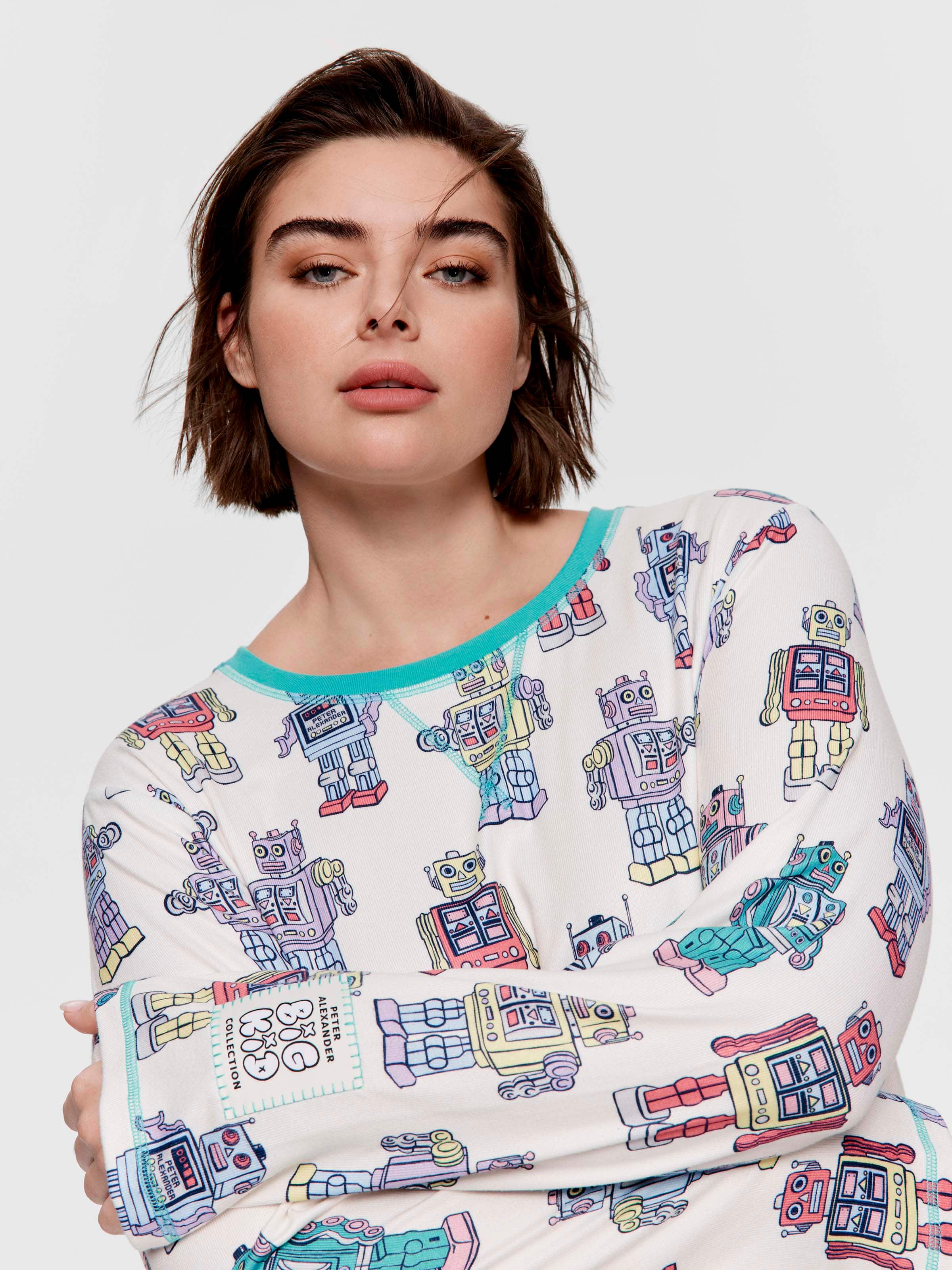 P.A. Plus Big Kid Robot Plush Long Pj Set
