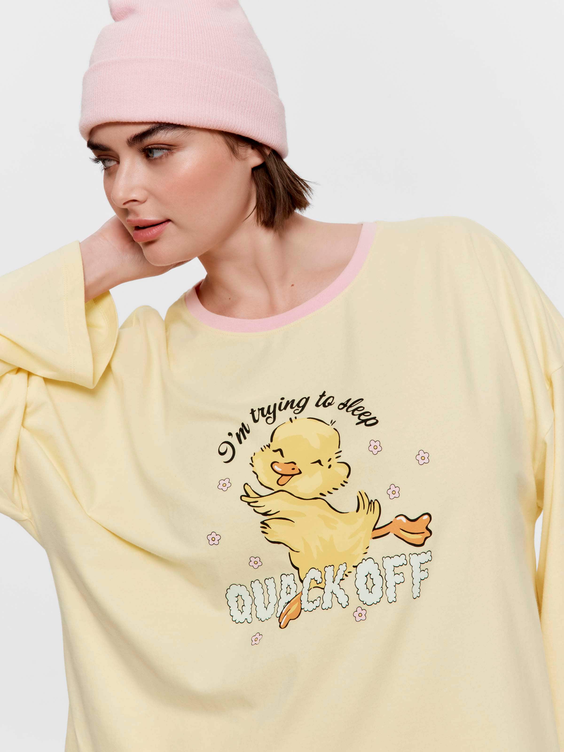 P.A. Plus Quack Off 100% Cotton Oversized Long Sleeve Top