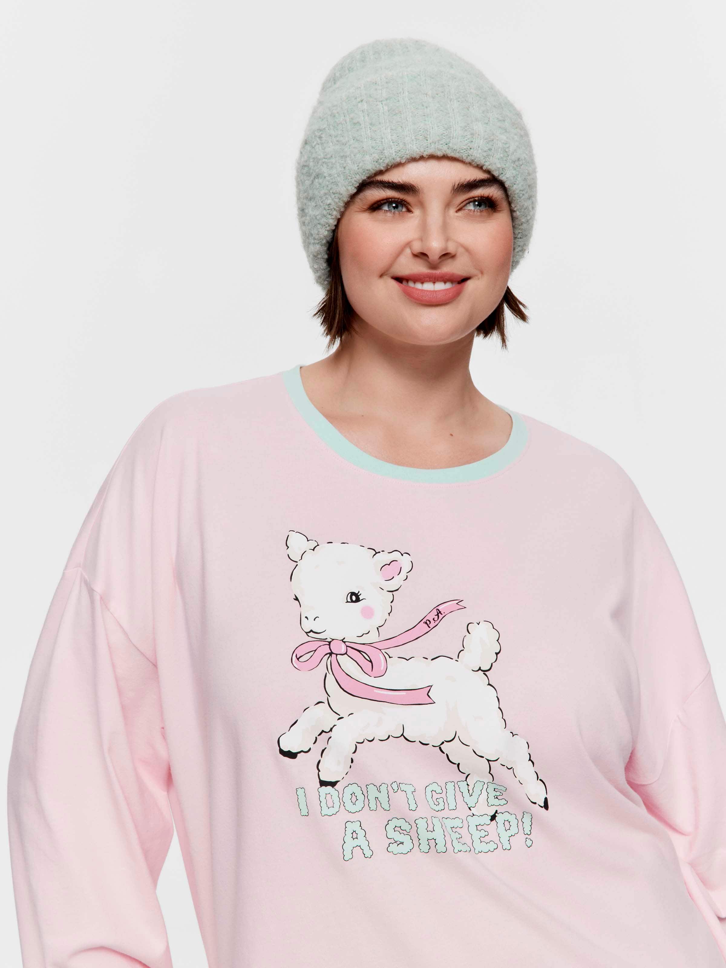 P.A. Plus Don't Give A Sheep 100% Cotton Oversized Long Sleeve Top