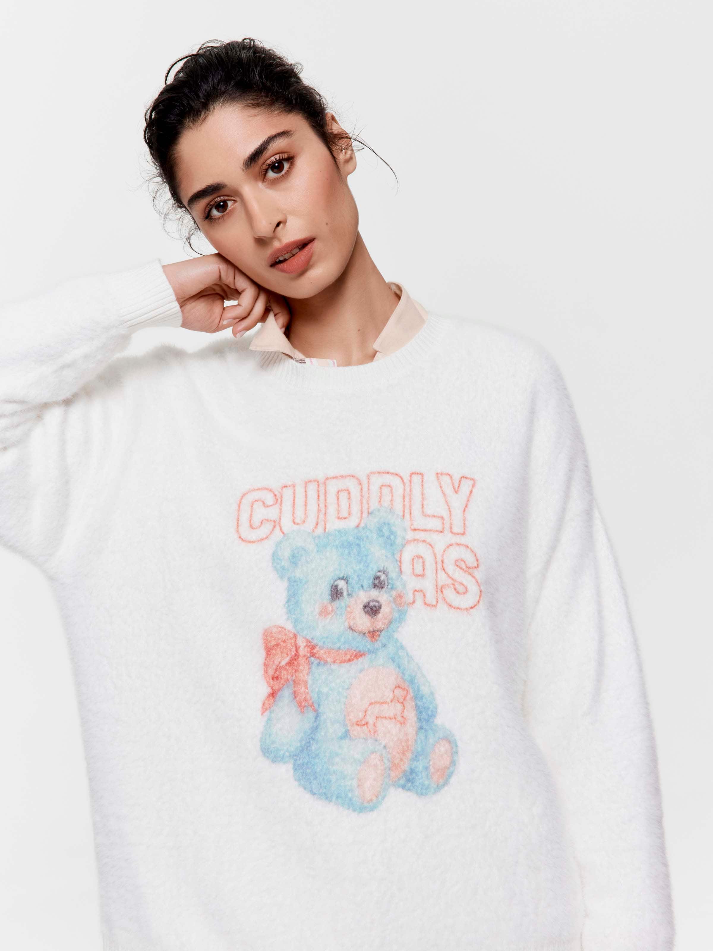 Cuddly As Teddy Fluffy Knit Sweater