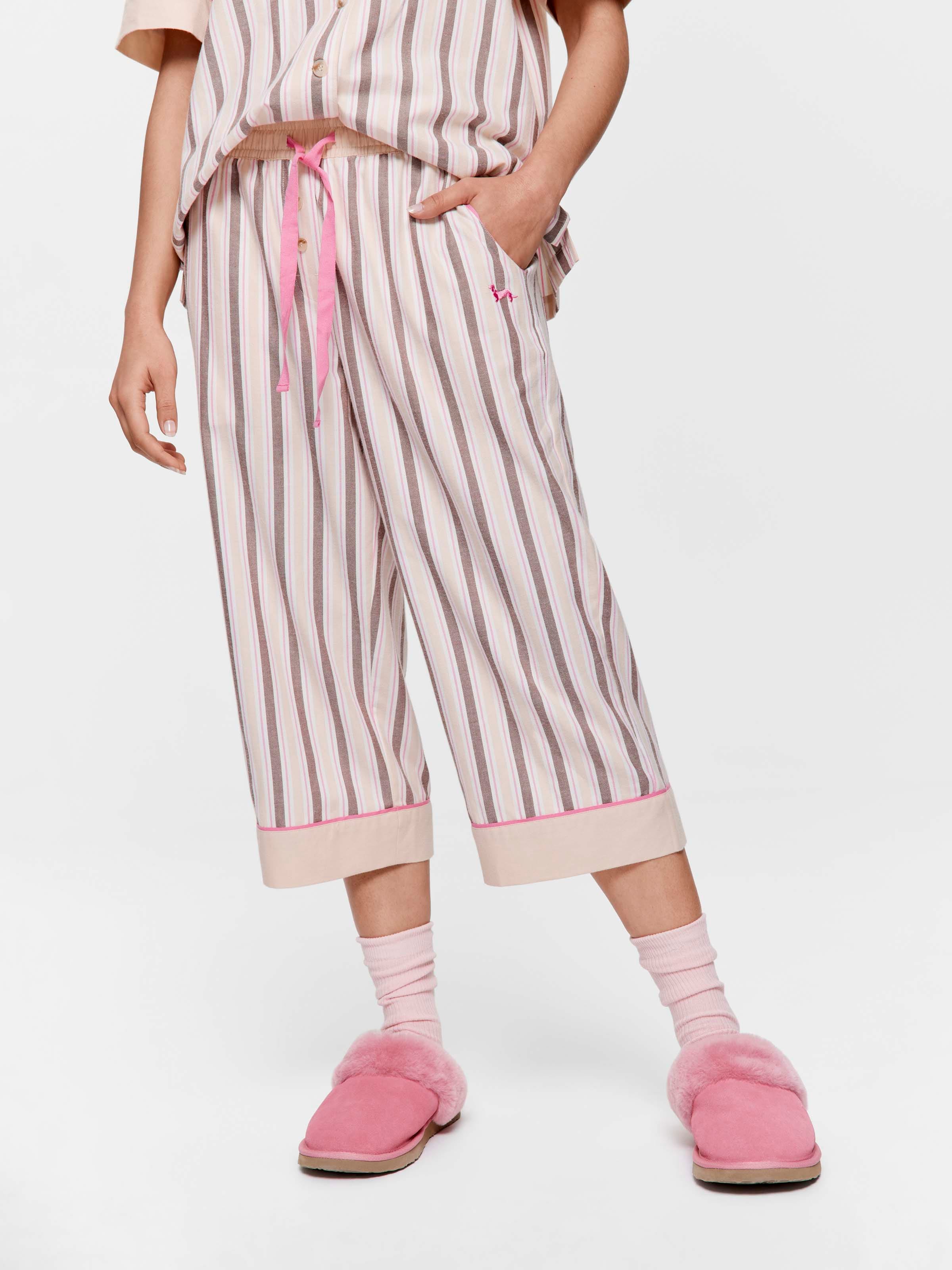 Caramel & Brown Stripe 100% Cotton 3/4 Pj Pant