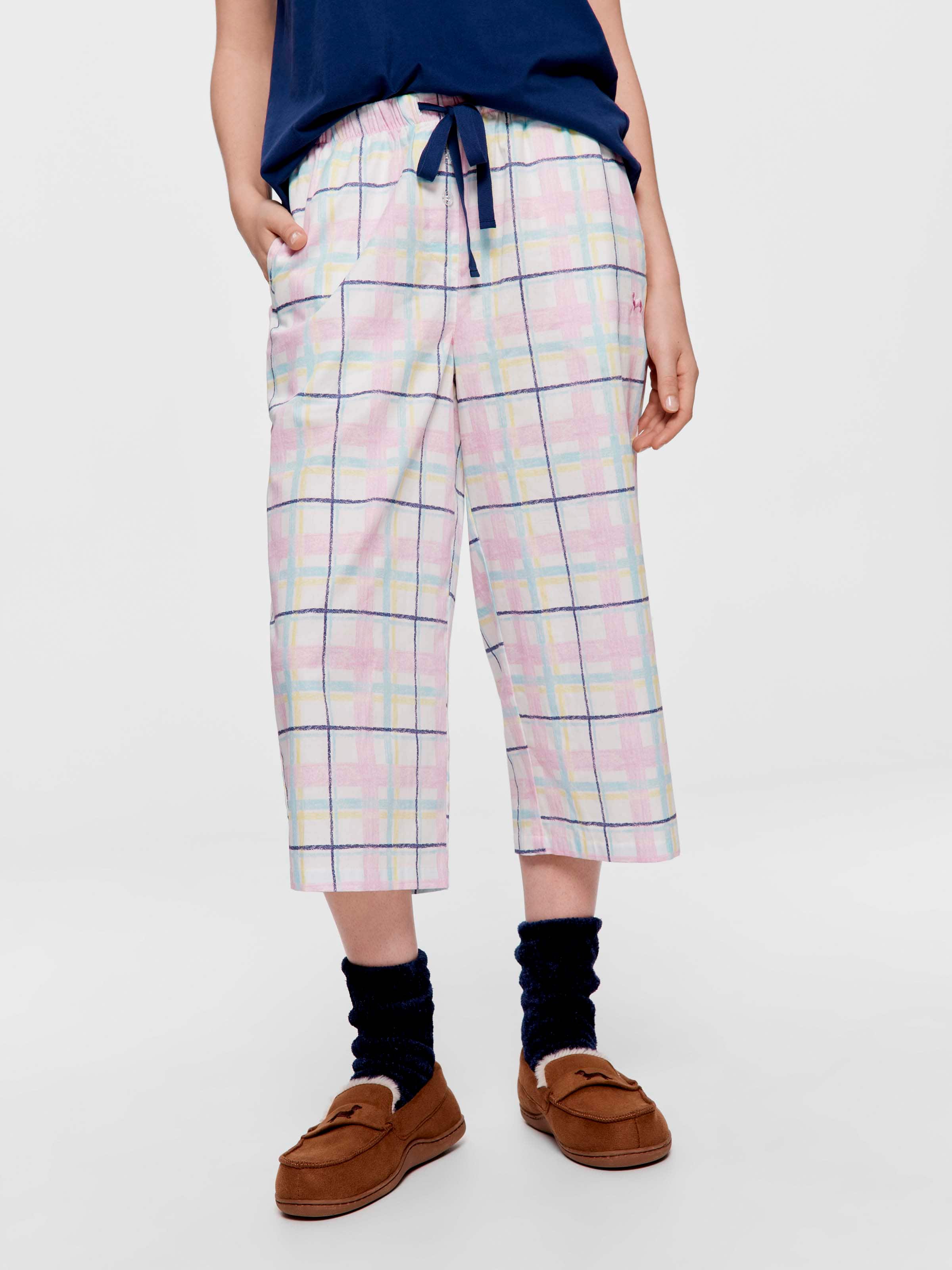 Sketched Check 100% Cotton 3/4 Pj Pant