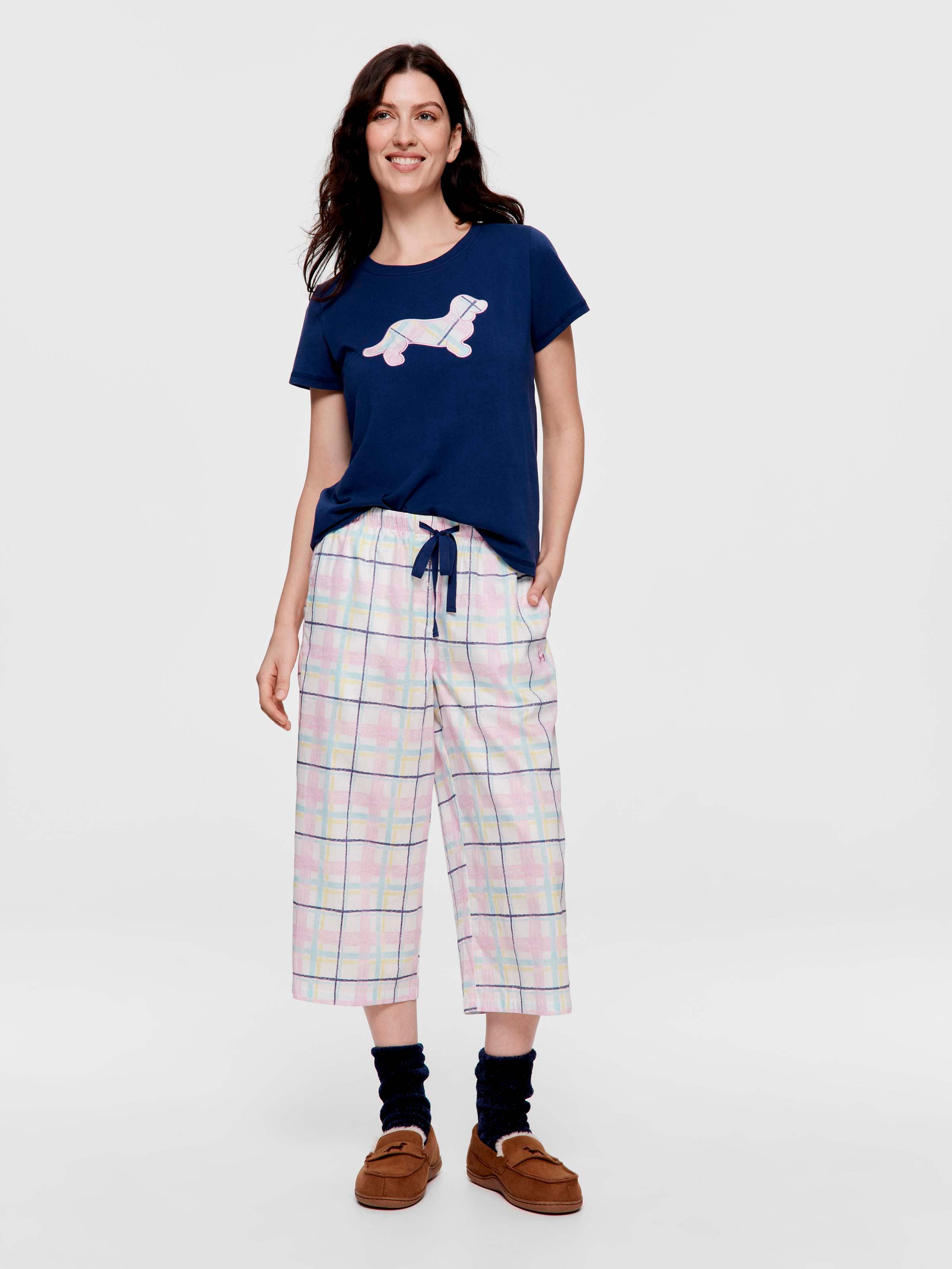 Sketched Check 100% Cotton 3/4 Pj Pant