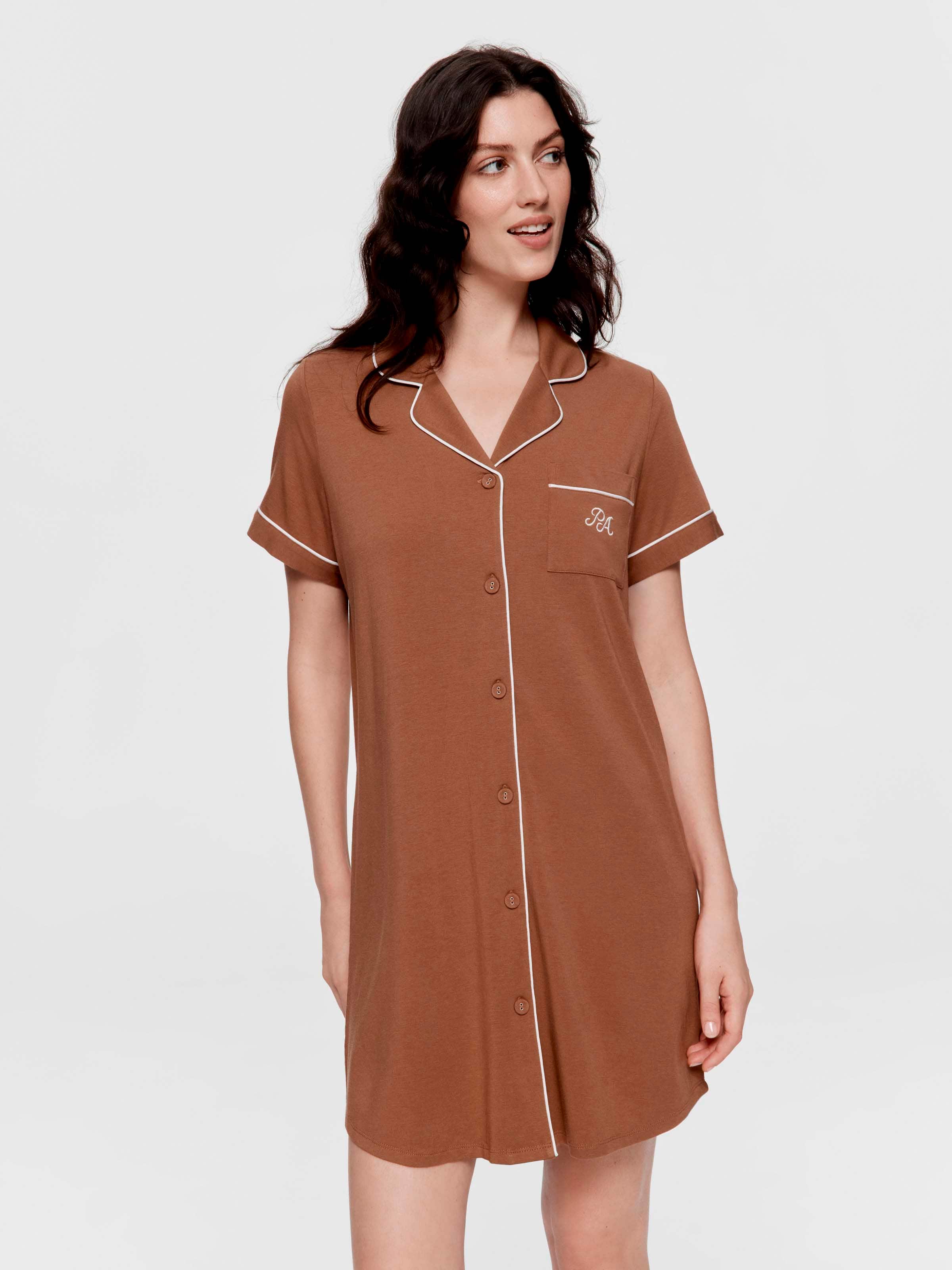 Ginger Bamboo Rib Short Sleeve Nightshirt