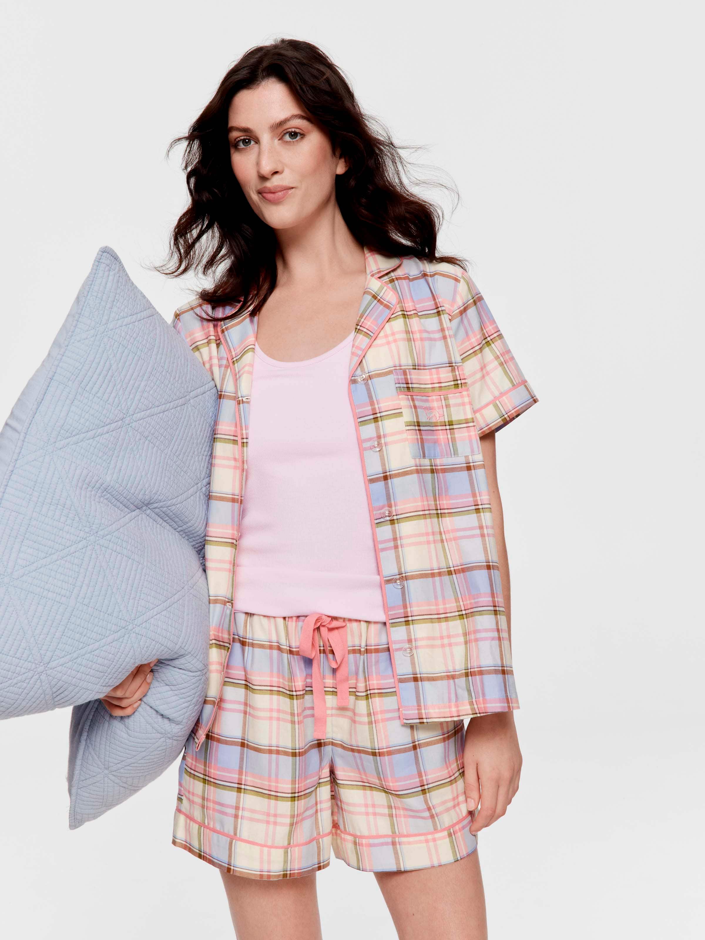 Multi Check 100% Cotton Shortie Pj Set
