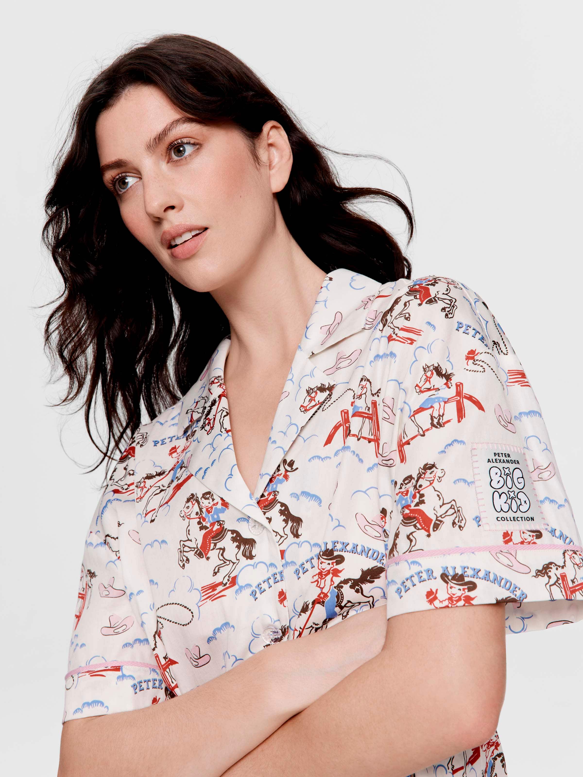 Big Kid Vintage Cowboy 100% Cotton Oversized Shortie Pj Set