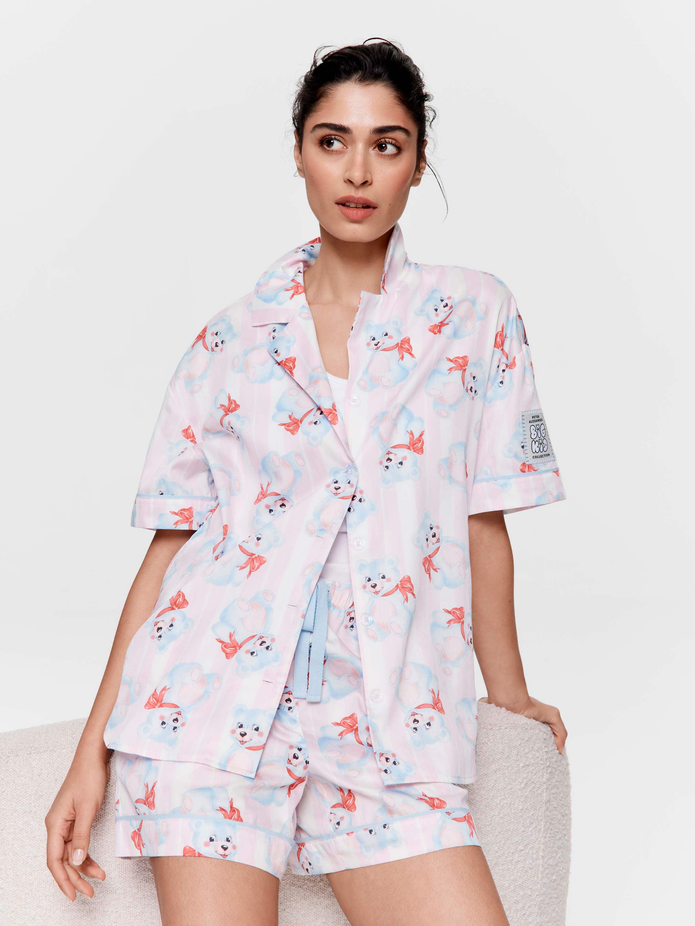 Big Kid Vintage Teddy 100% Cotton Oversized Shortie Pj Set