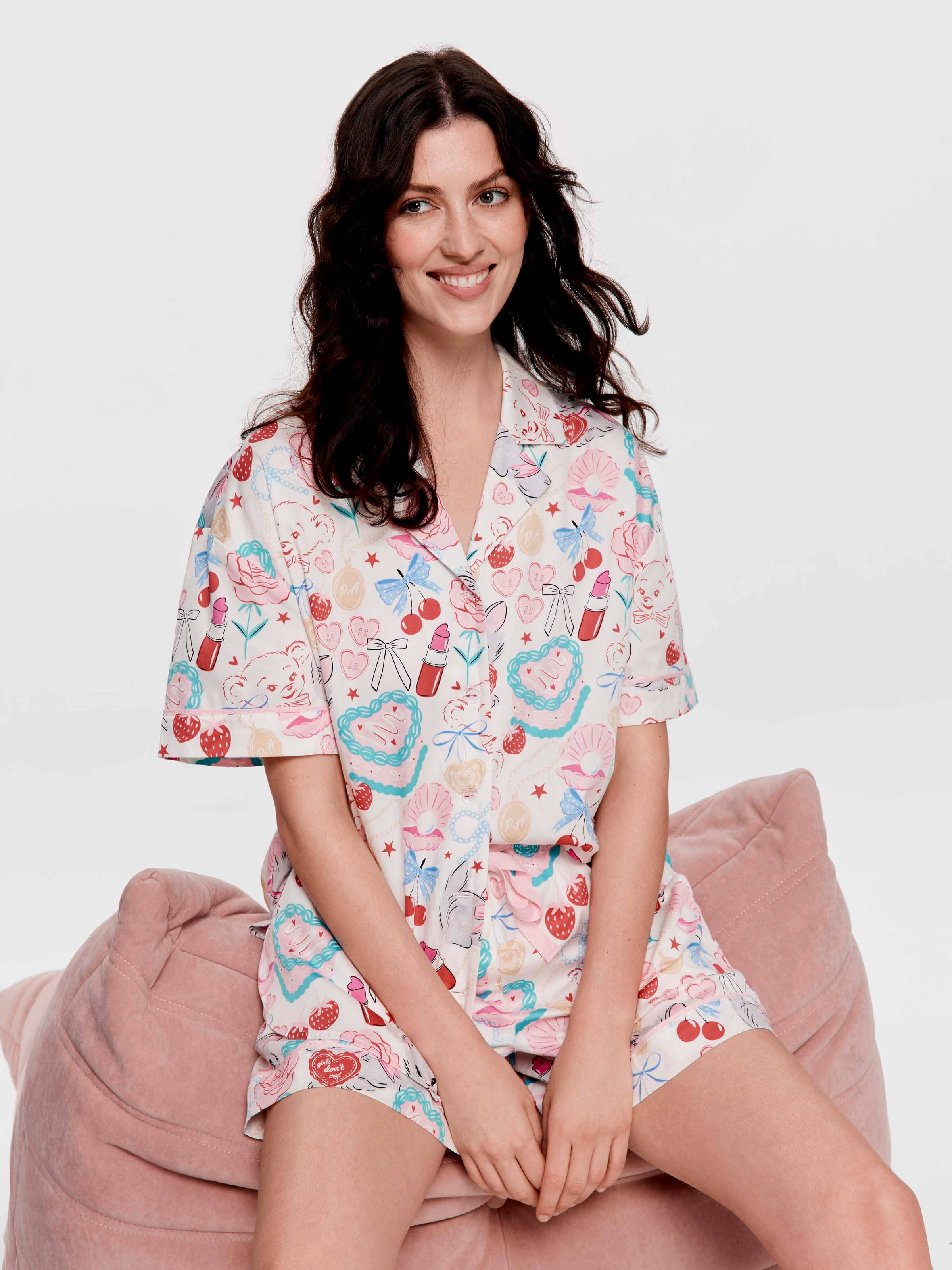 Big Kid Vintage Assorted Fun 100% Cotton Oversized Shortie Pj Set