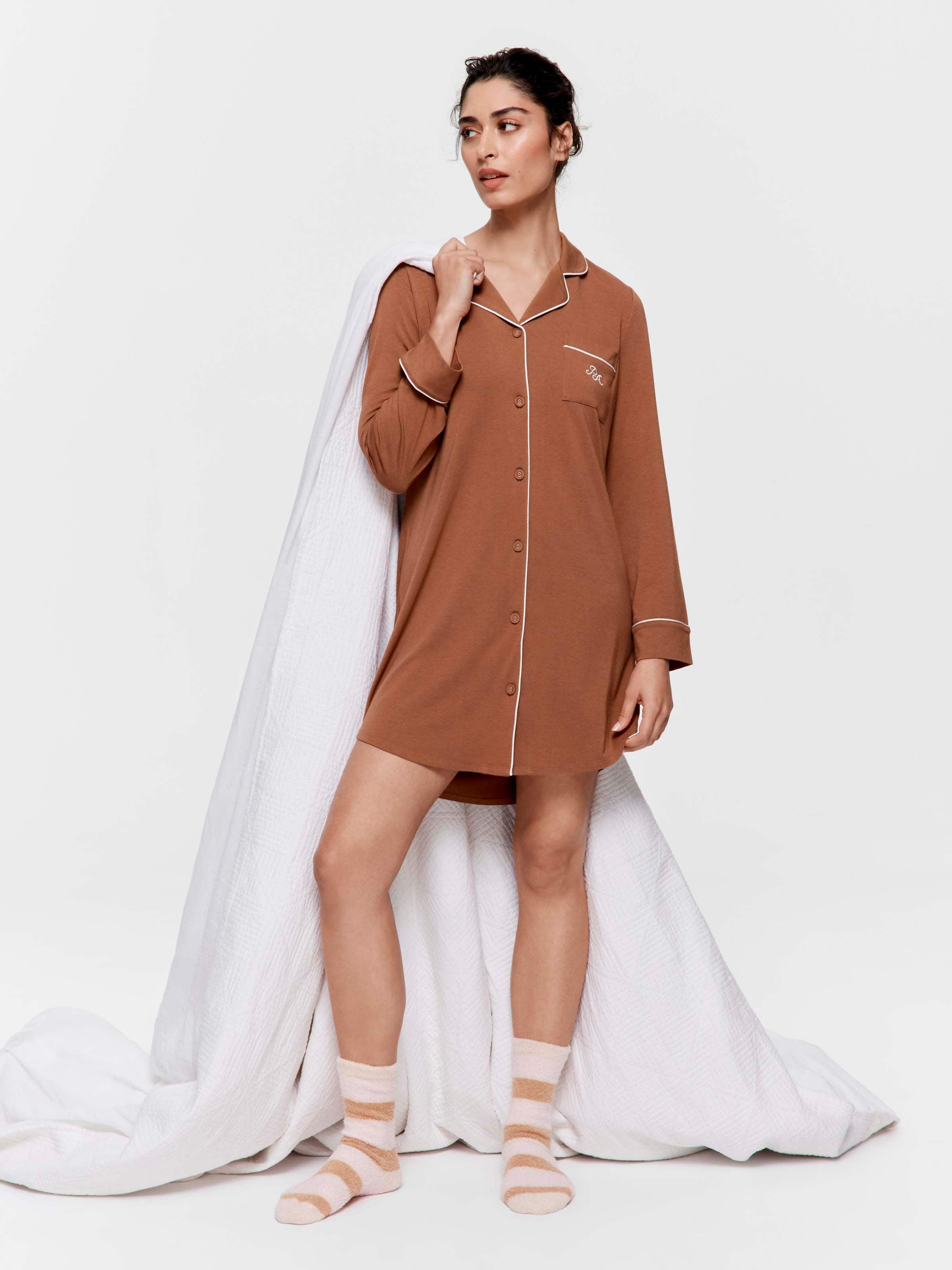 Ginger Bamboo Rib Long Sleeve Nightshirt