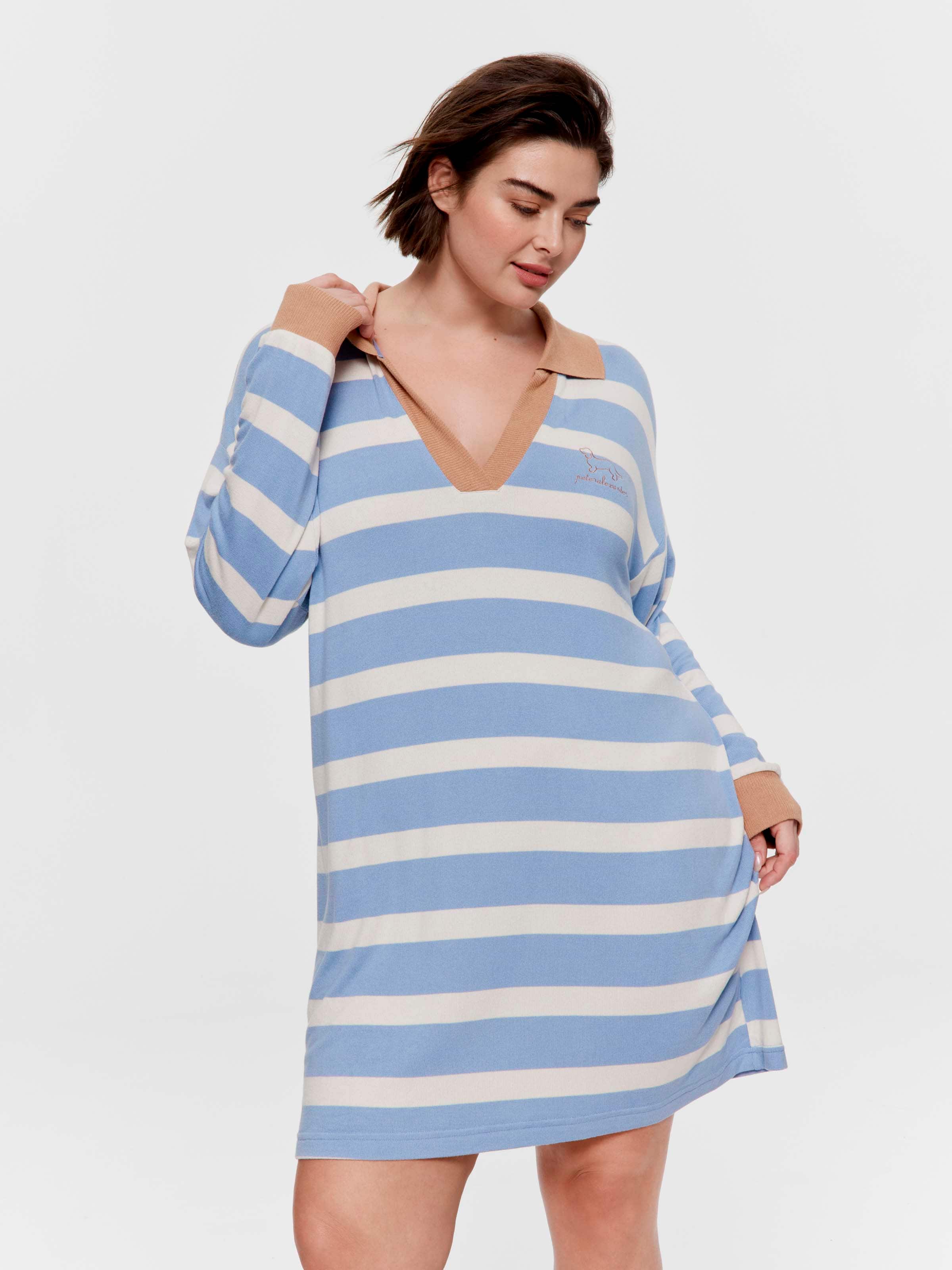 P.A. Plus Rugby Stripe Fuzzy Nightie