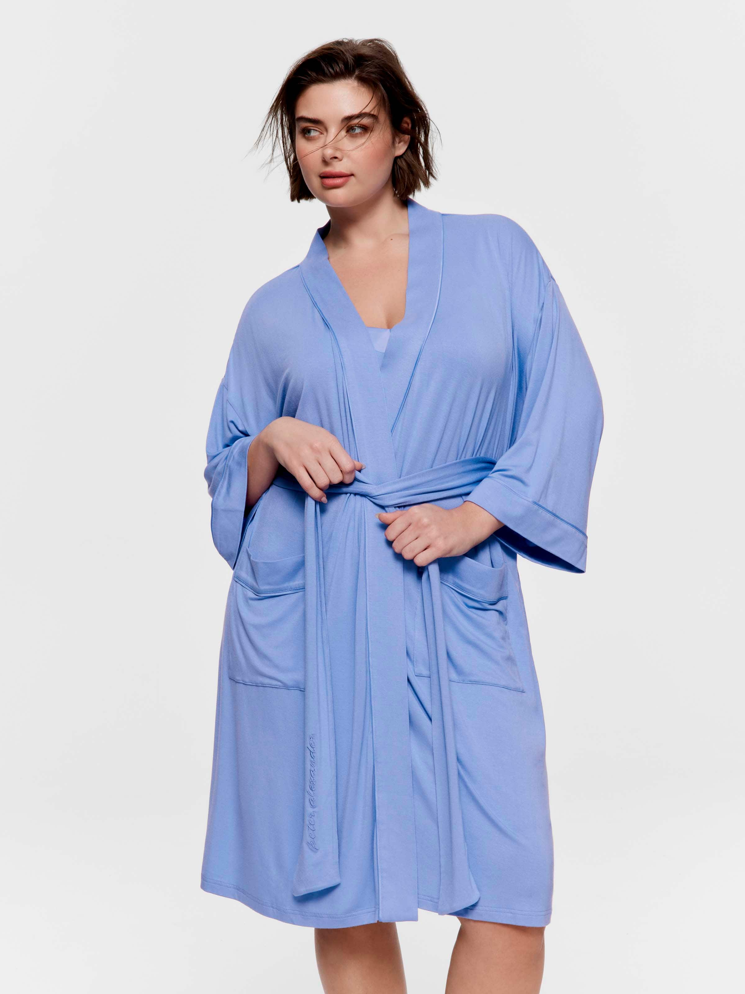 P.A. Plus Bluebell Bamboo Knit Kimono Gown