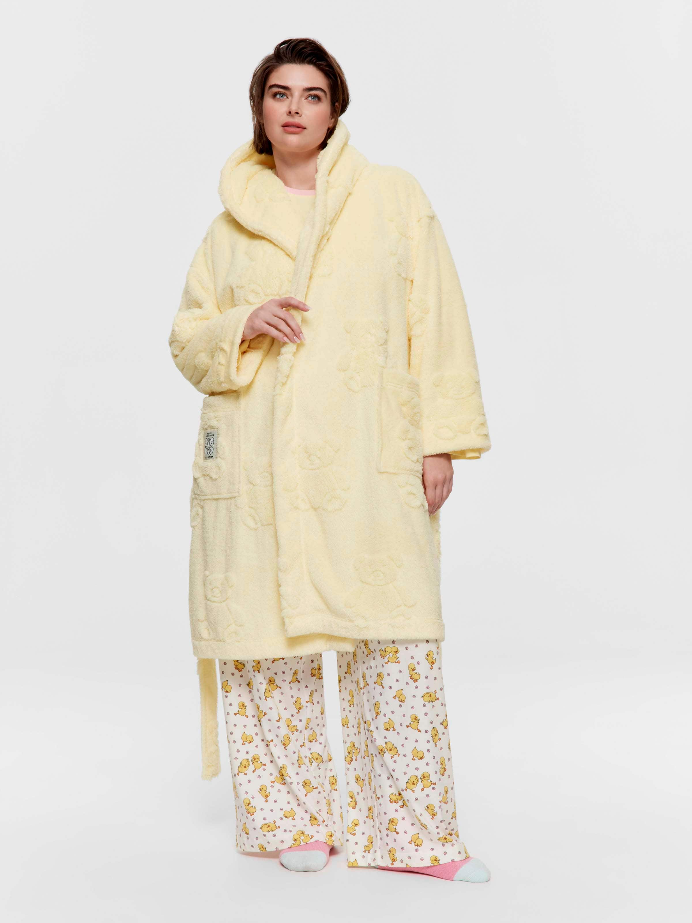 P.A. Plus Lemon Embossed Teddy Gown
