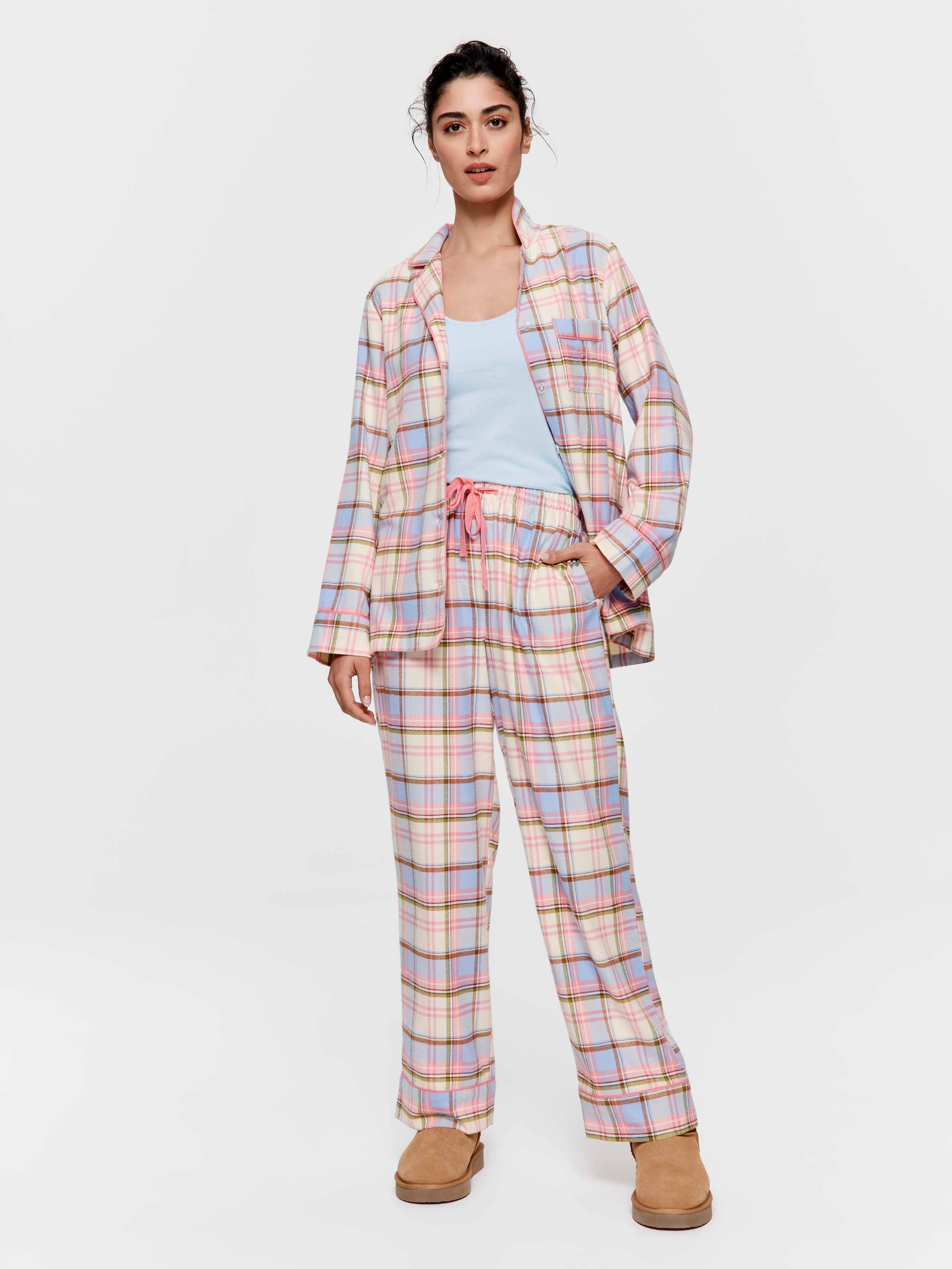 Multi Check 100% Cotton Flannelette Classic Pj Set