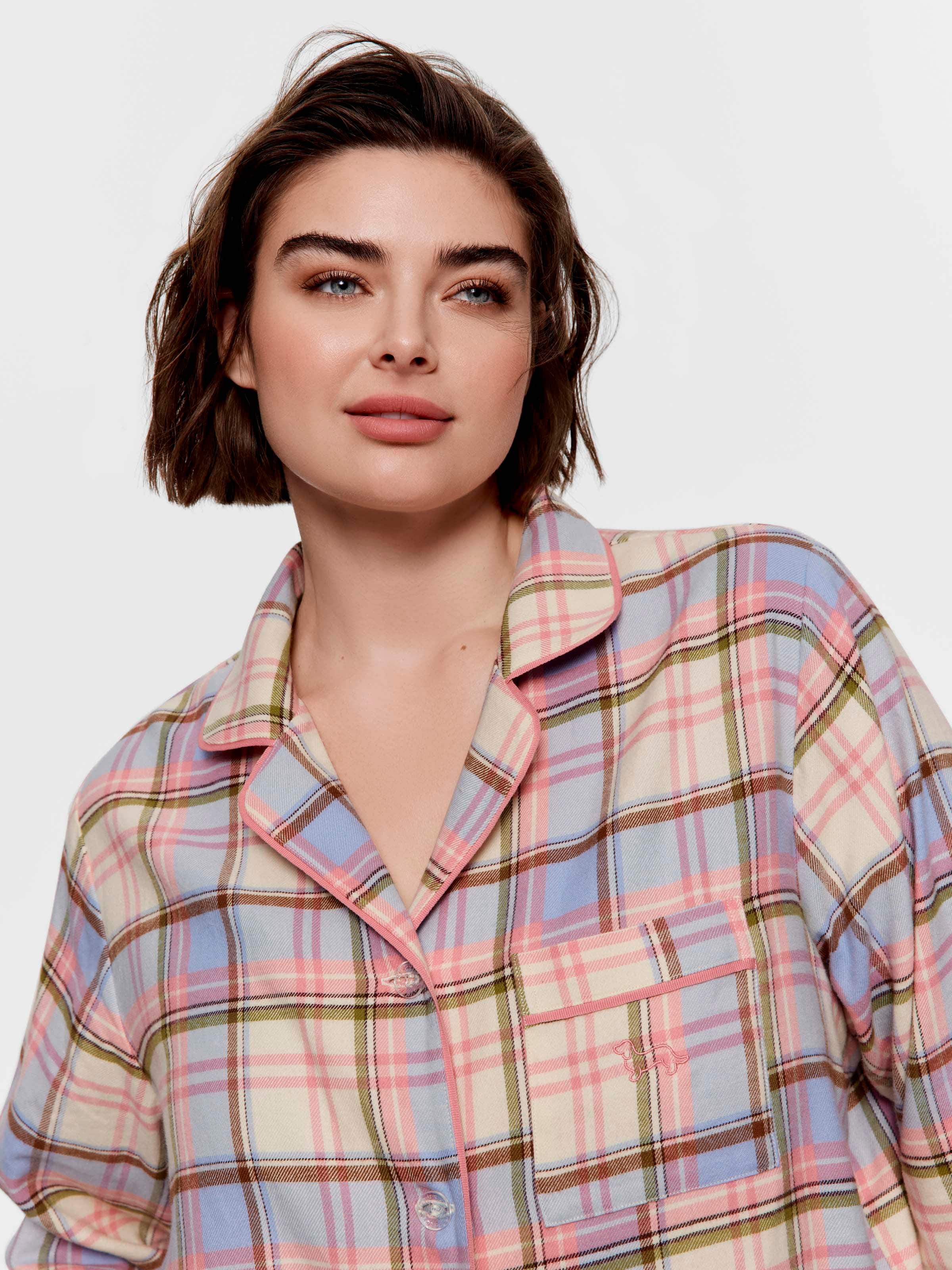 P.A. Plus Multi Check 100% Cotton Flannelette Classic Pj Set