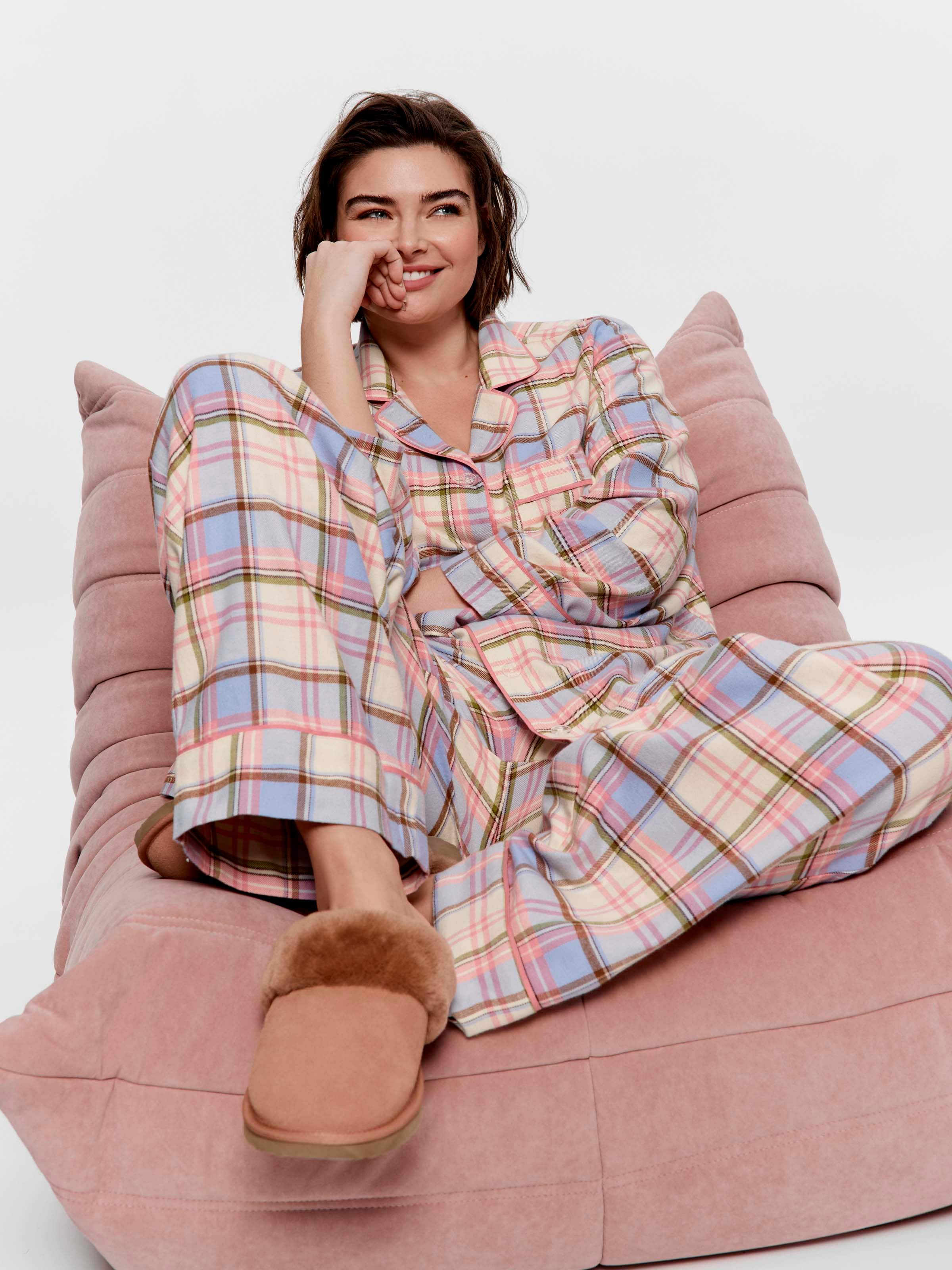 P.A. Plus Multi Check 100% Cotton Flannelette Classic Pj Set