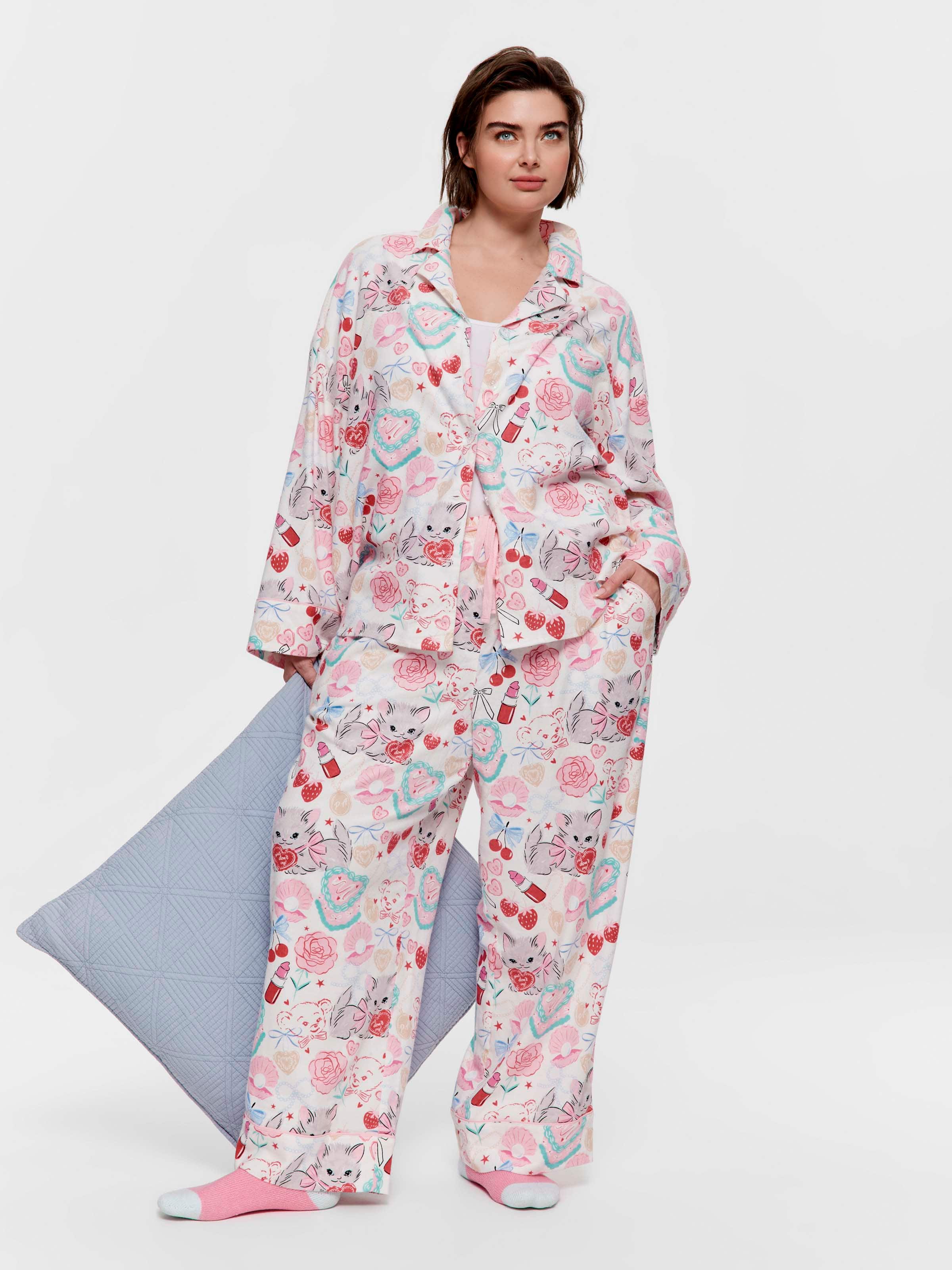 P.A. Plus Big Kid Vintage Assorted Fun Bamboo Flannelette Oversized Pj Set