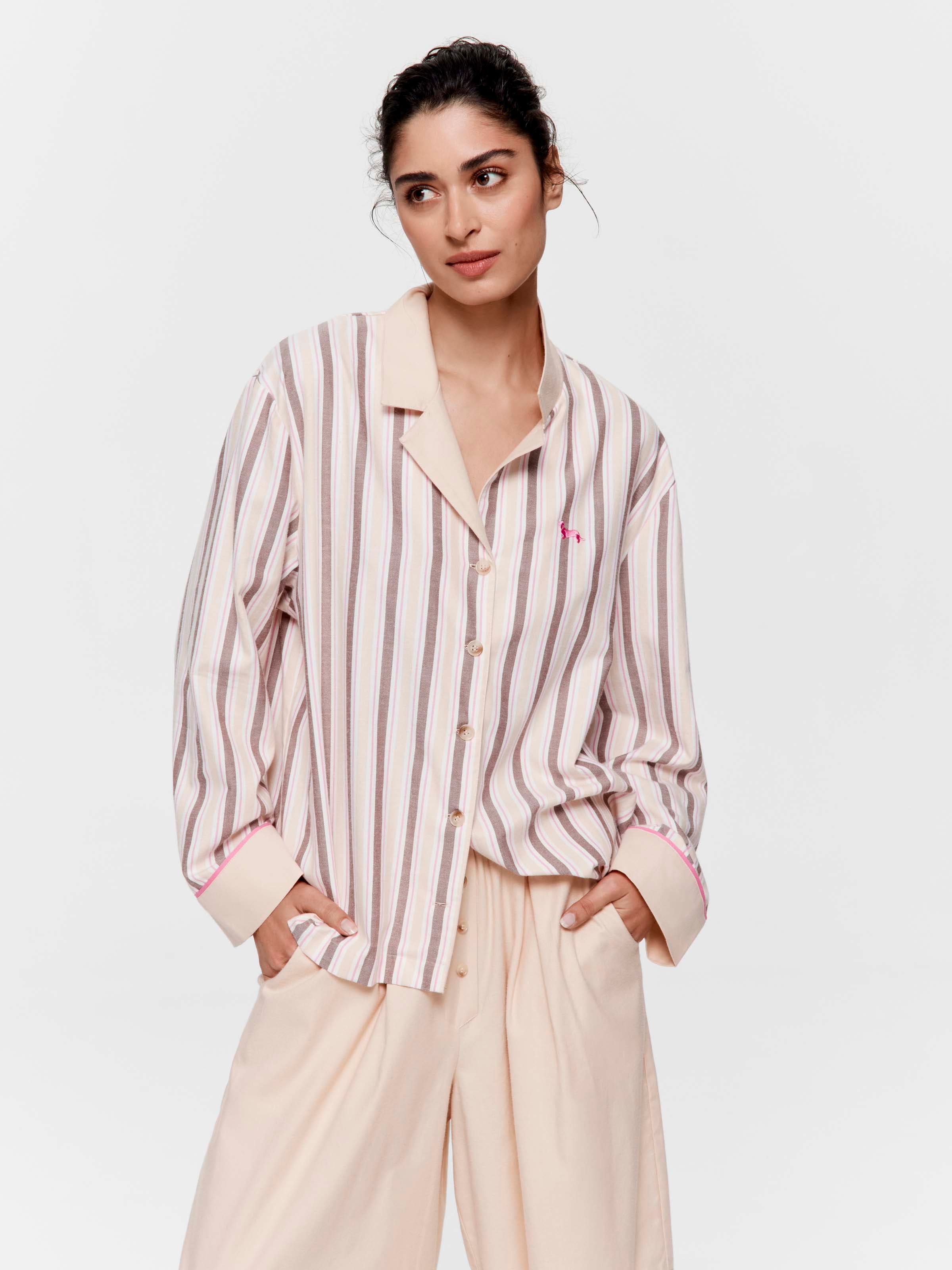Caramel & Brown Stripe 100% Cotton Long Sleeve Shirt