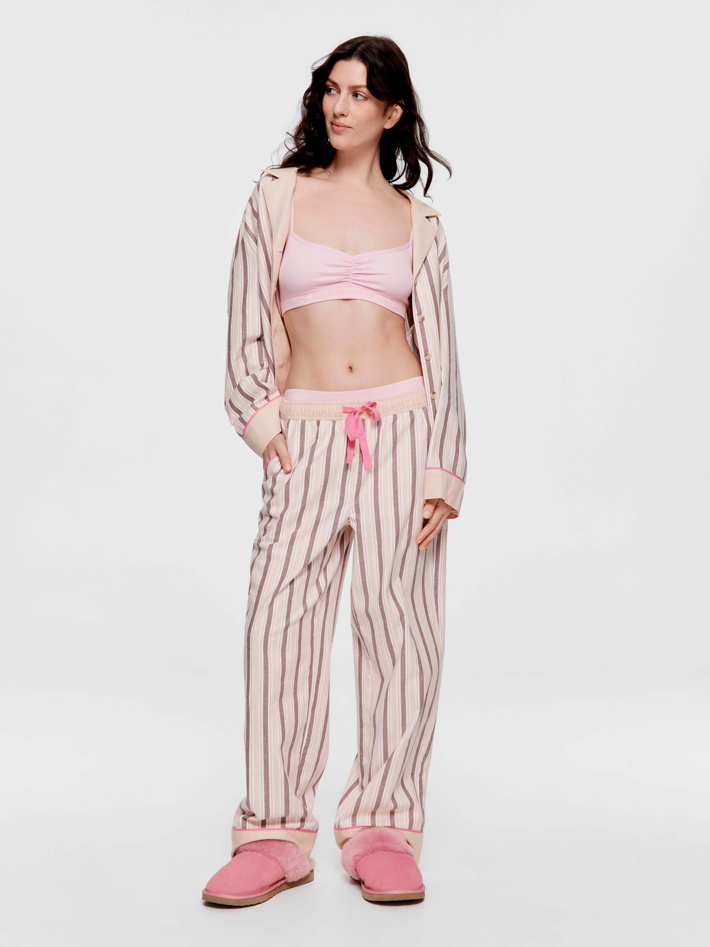 Caramel & Brown Stripe 100% Cotton Classic Pj Pant