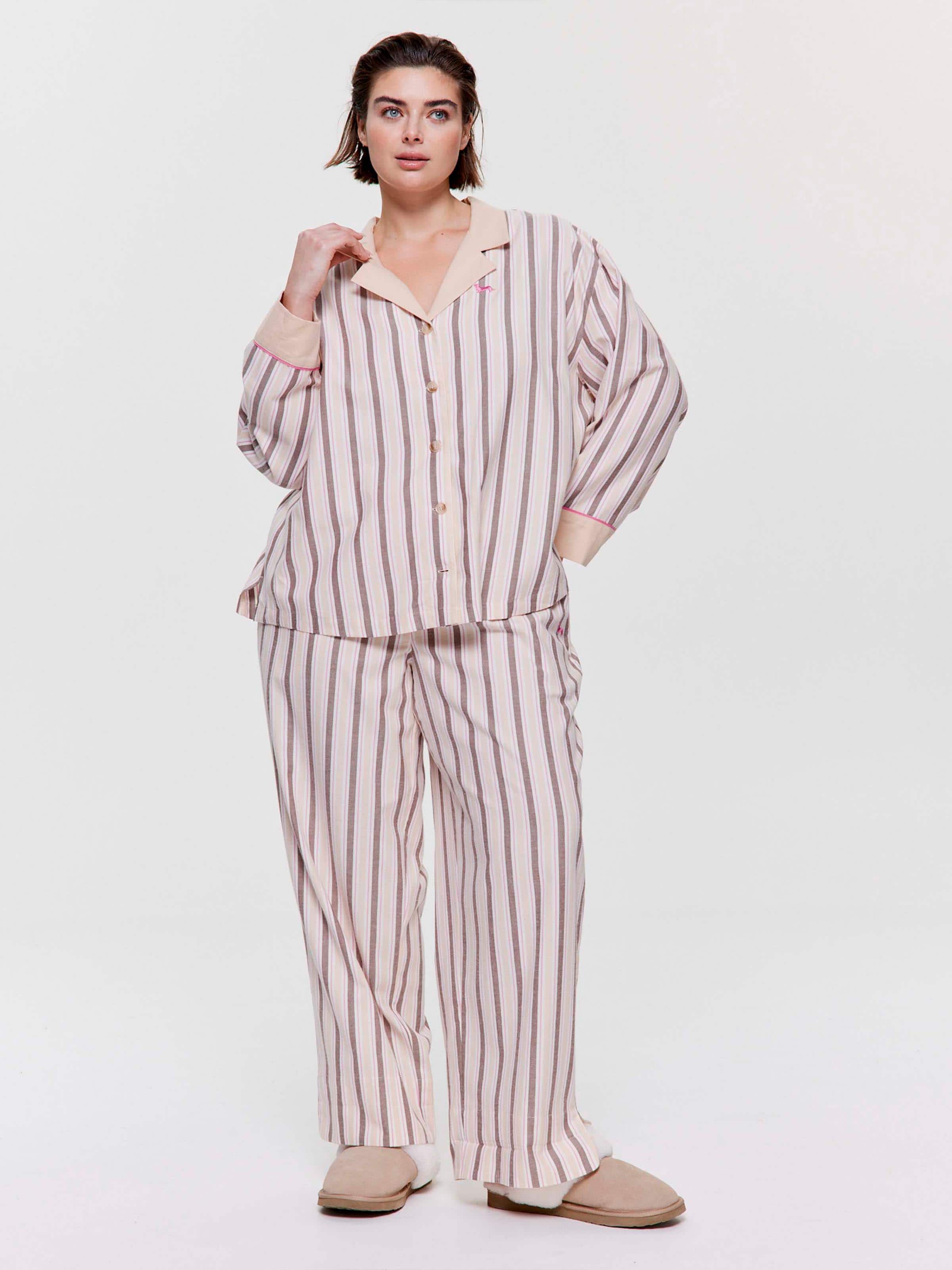 P.A. Plus Caramel & Brown Stripe 100% Cotton Long Sleeve Shirt
