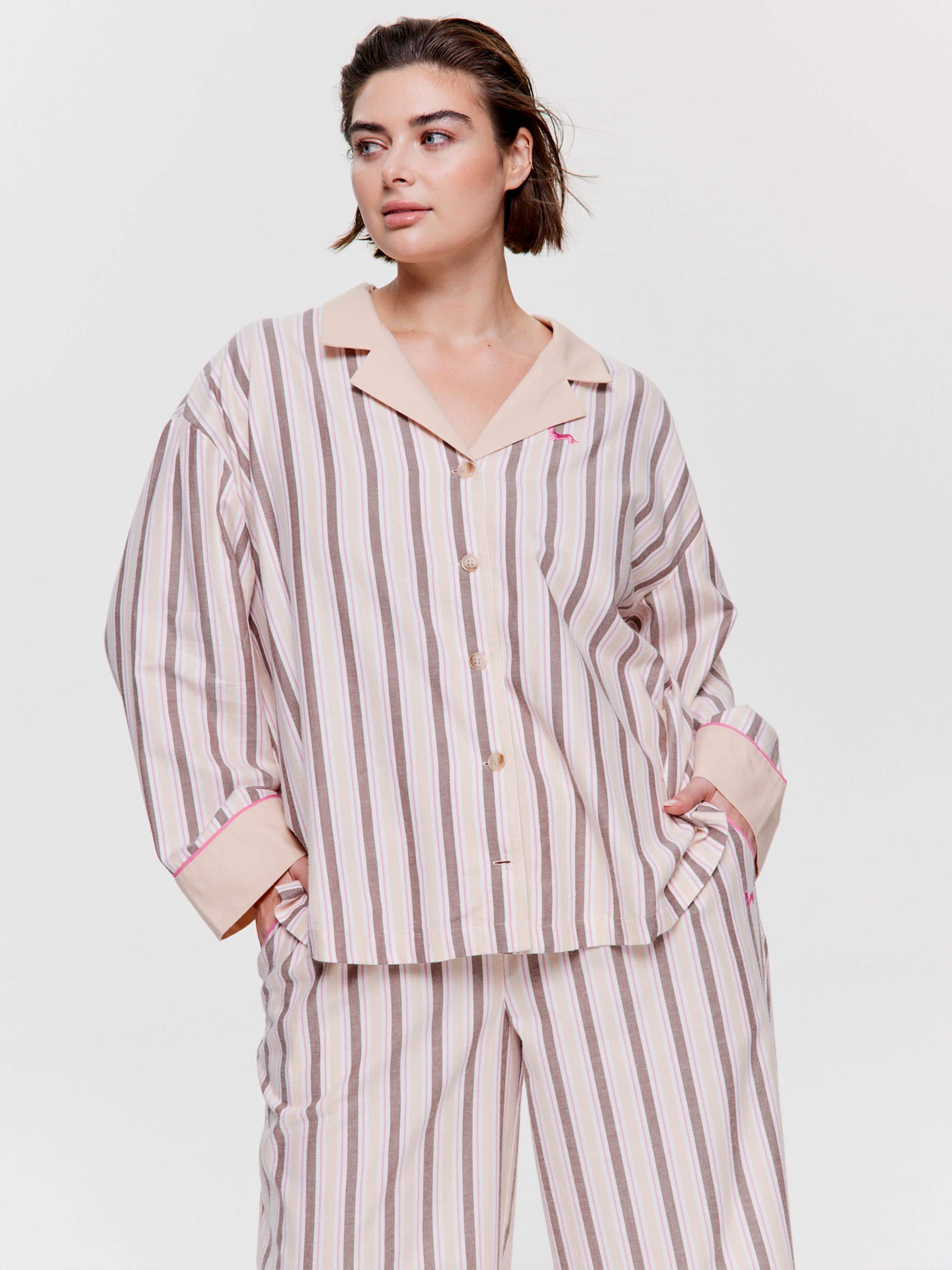 P.A. Plus Caramel & Brown Stripe 100% Cotton Long Sleeve Shirt