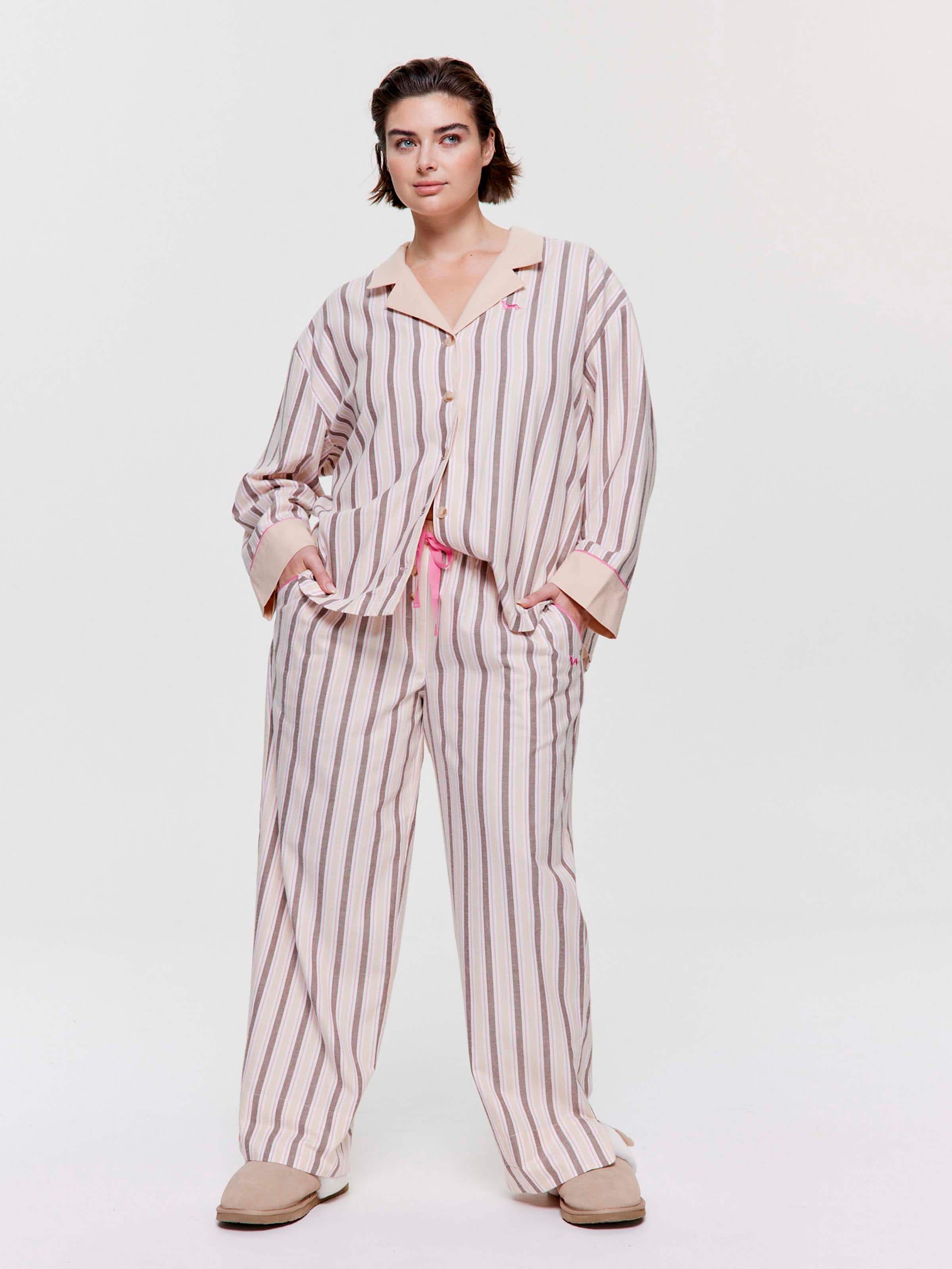 P.A. Plus Caramel & Brown Stripe 100% Cotton Classic Pj Pant