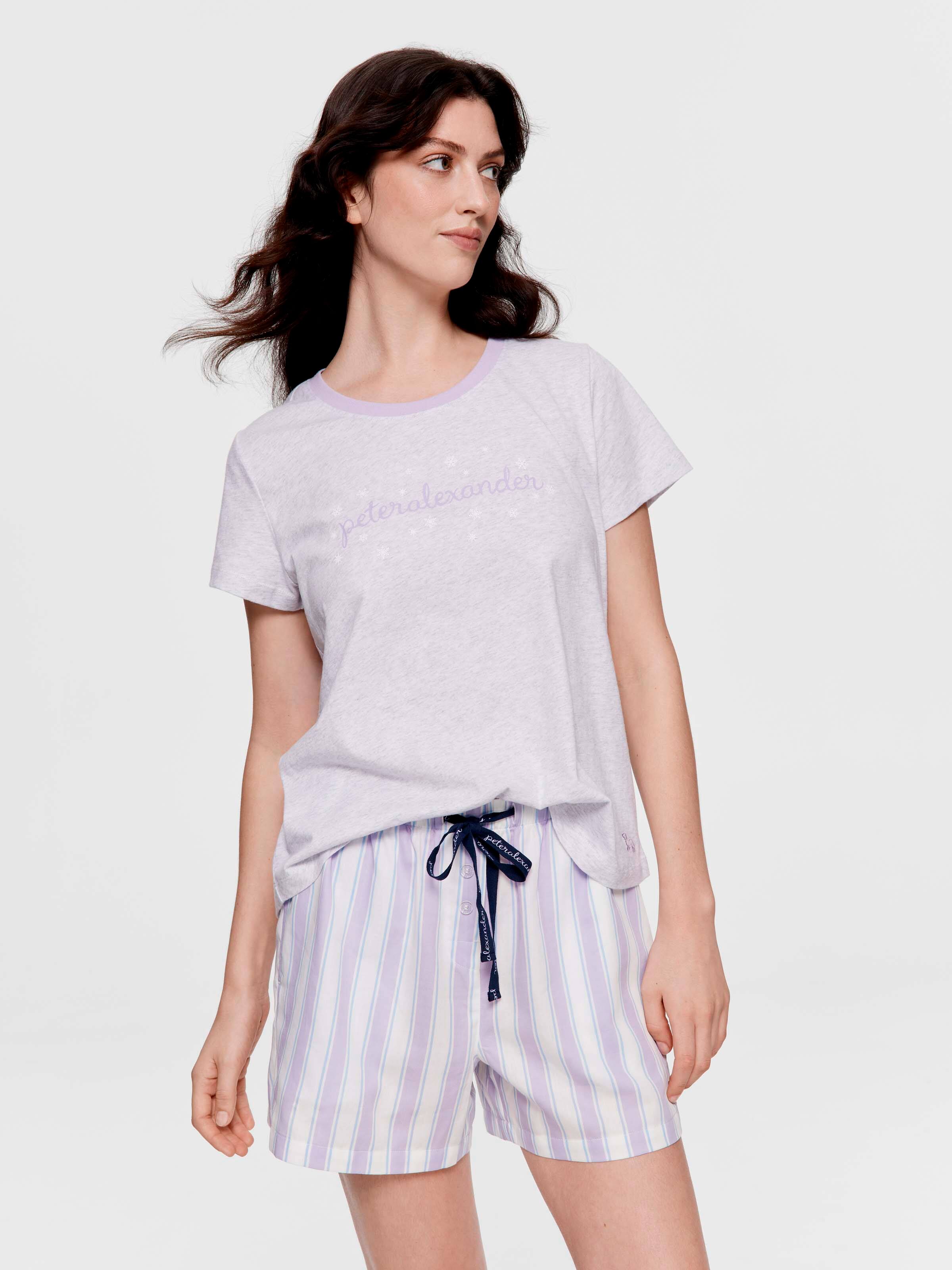 Lilac Stripe 100% Cotton Mid Short