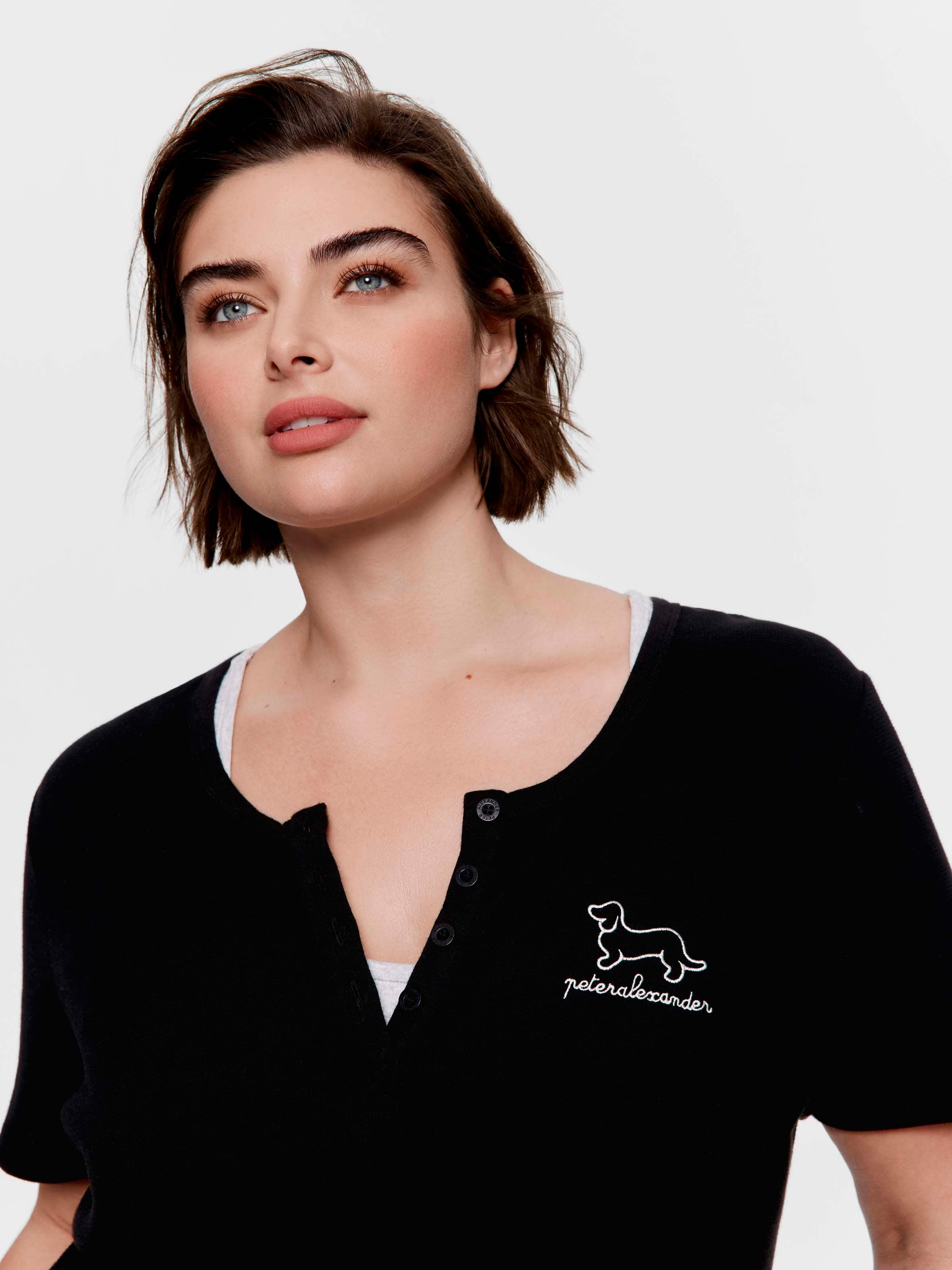 P.A. Plus Black Waffle Henley Tee